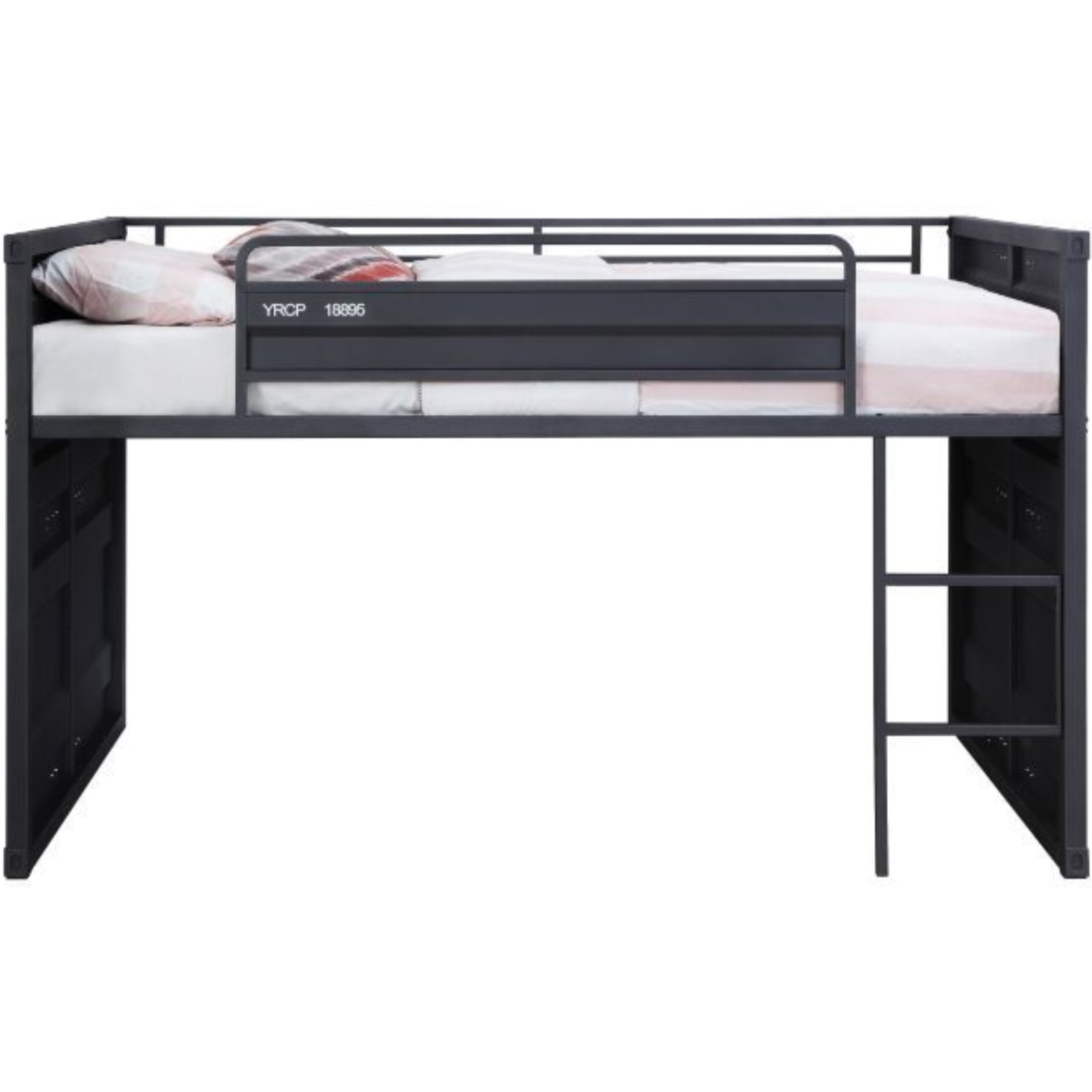 Twin Loft Bed w/Slide, Gunmetal Finish