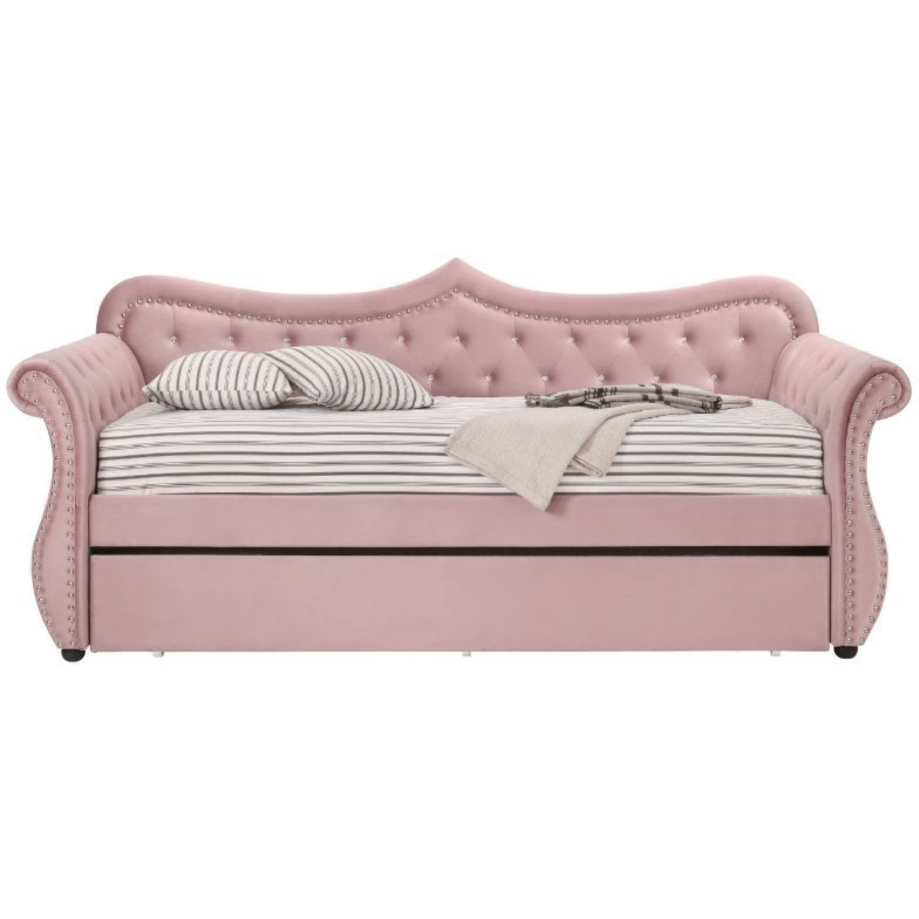 Daybed & Trundle, Pink Velvet