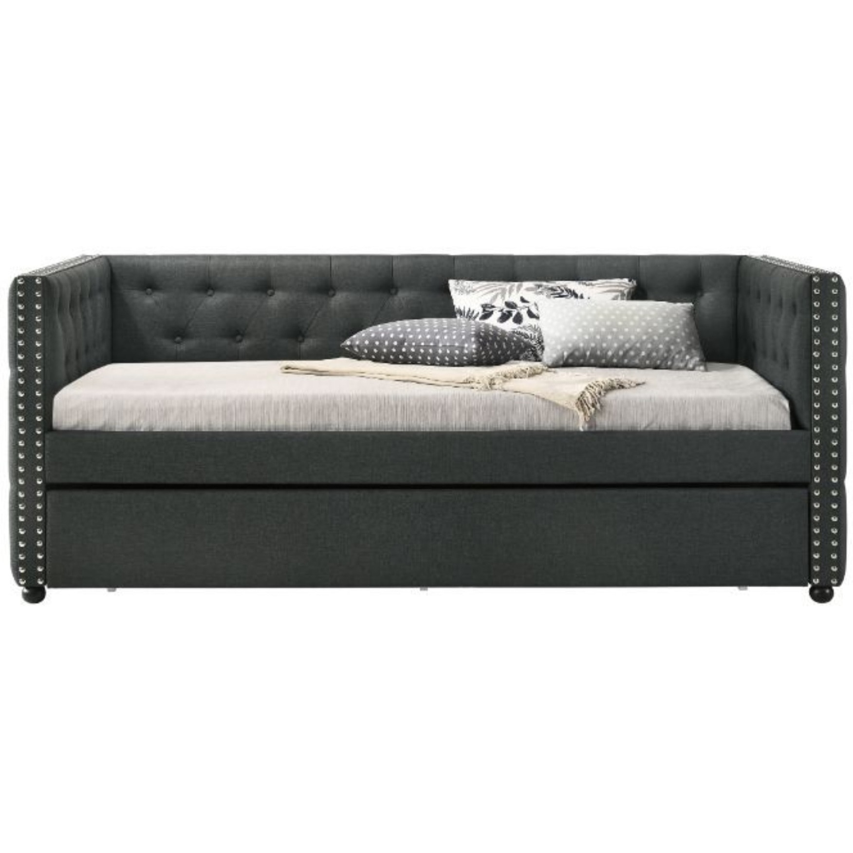 Full Daybed & Twin Trundle , Gray Fabric