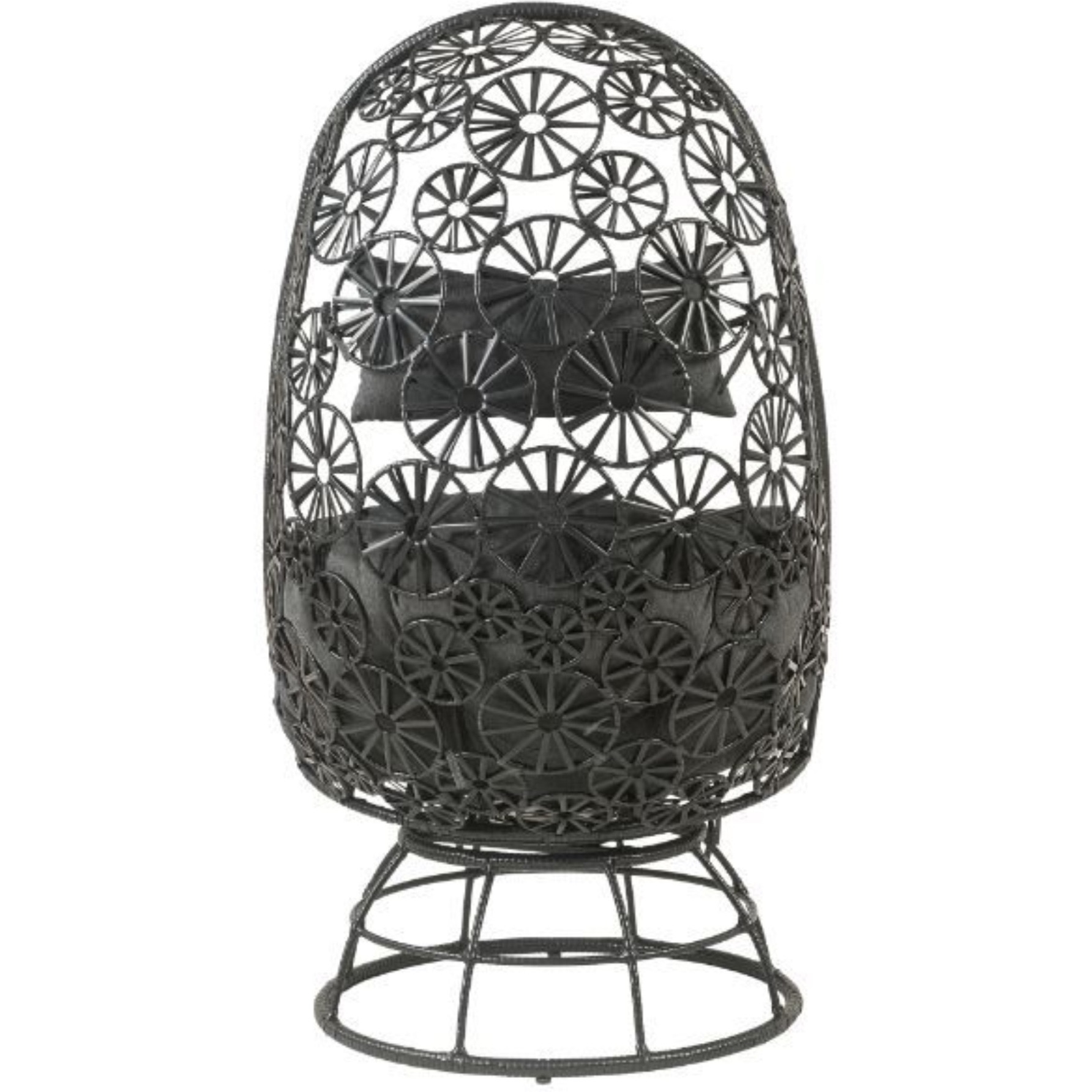 Patio Lounge Chair & Side Table, Clear Glass, Charcaol Fabric & Black Wicker