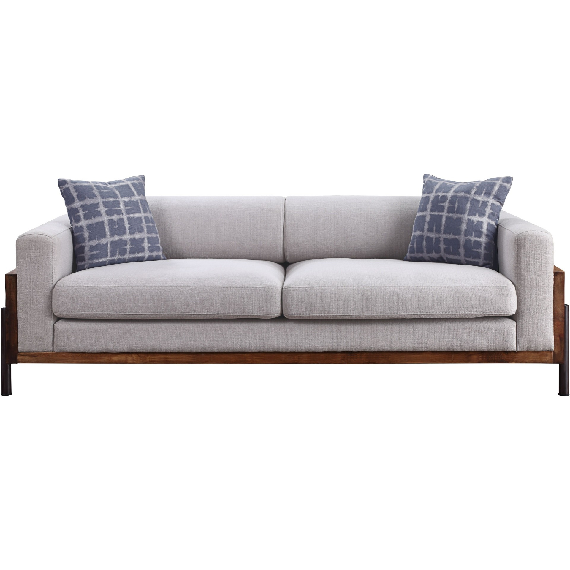 Sofa w/Pillows, Fabric & Walnut