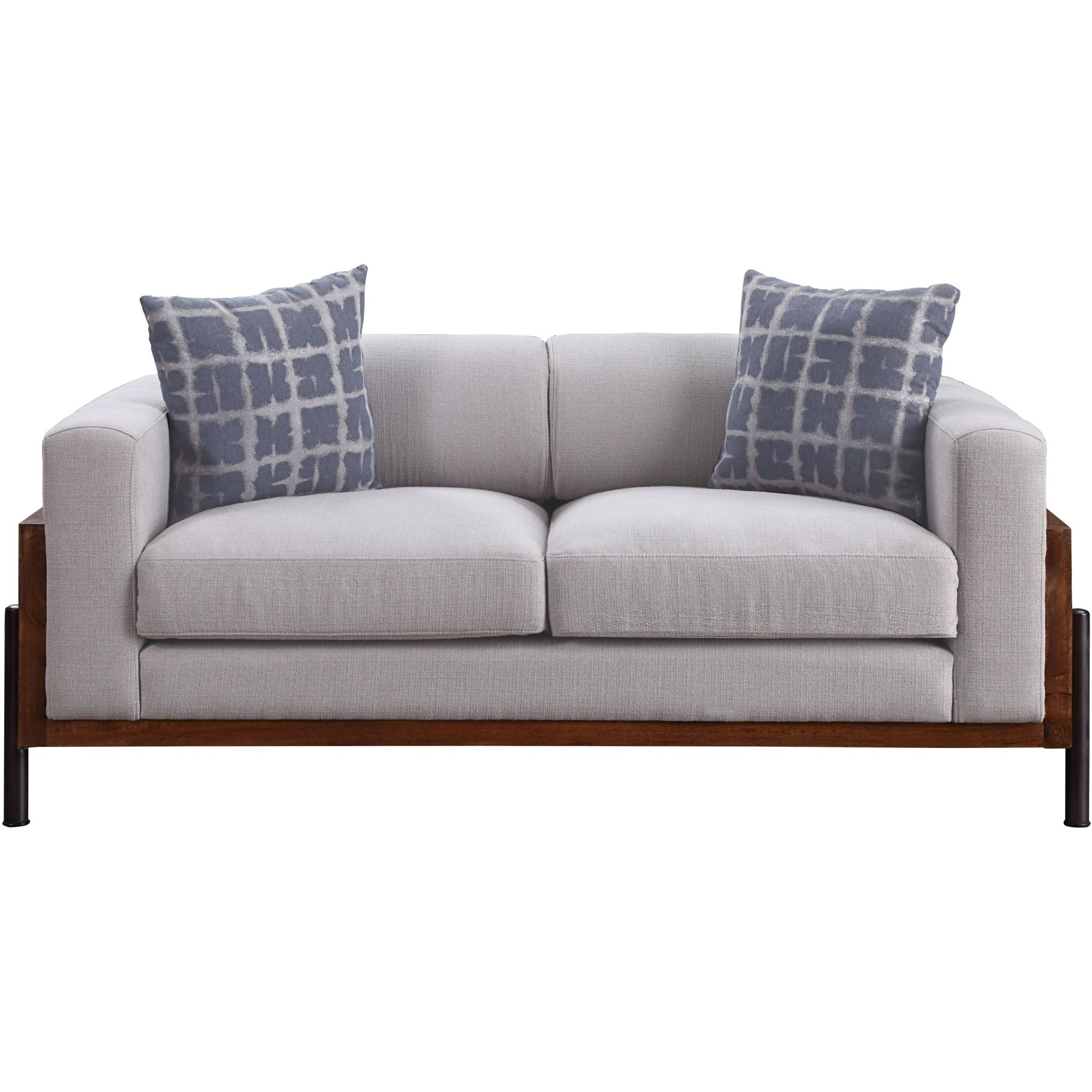 Loveseat w/Pillows, Fabric & Walnut