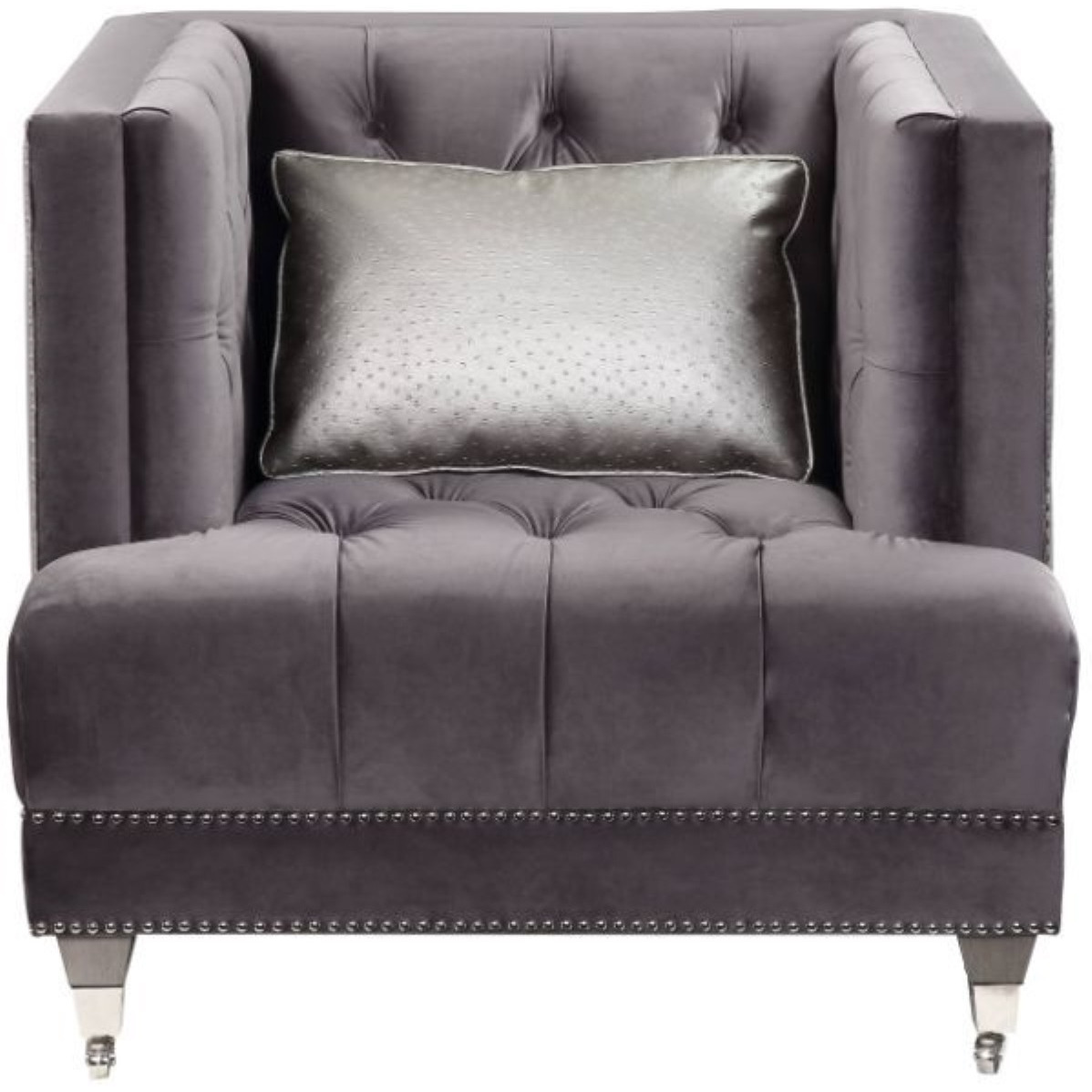 Chair w/1 Pillow, Gray Velvet