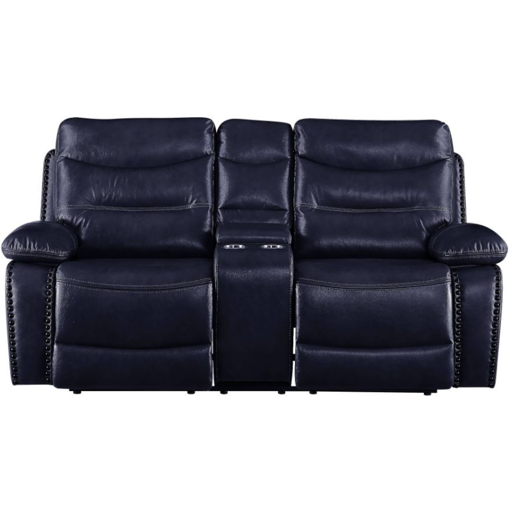 Loveseat w/Console (Motion), Navy Leather-Gel Match