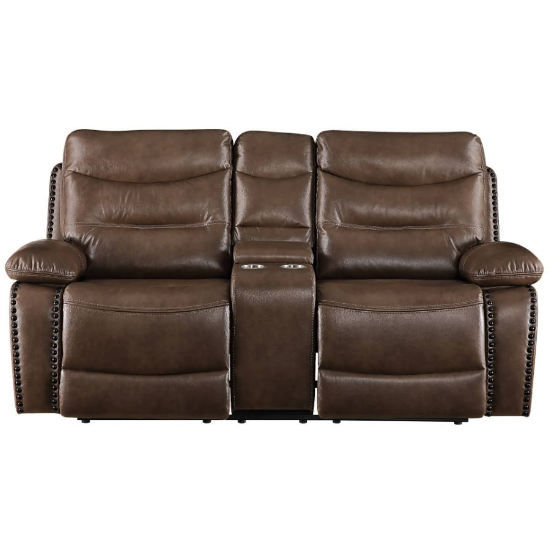 Loveseat w/Console (Motion), Brown Leather-Gel Match