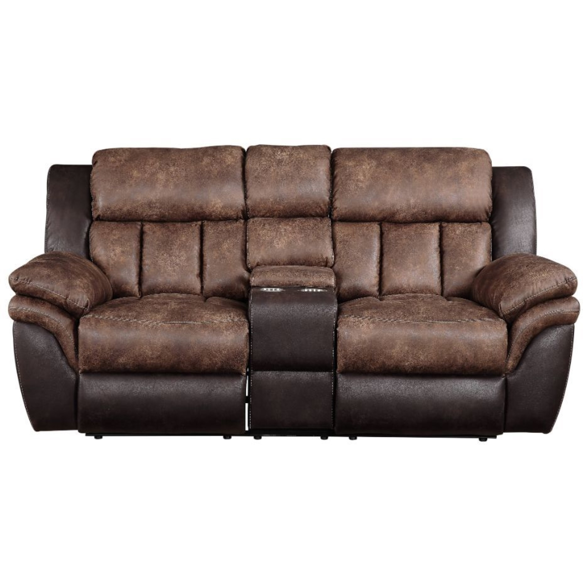 Loveseat w/Console (Motion), Toffee & Espresso Polished Microfiber