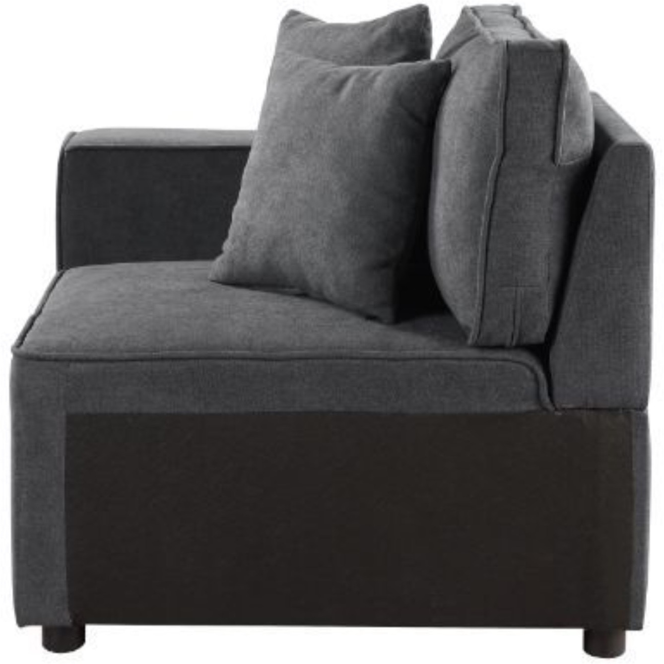 Modular Left Facing Chair w/2 Pillows, Gray Fabric