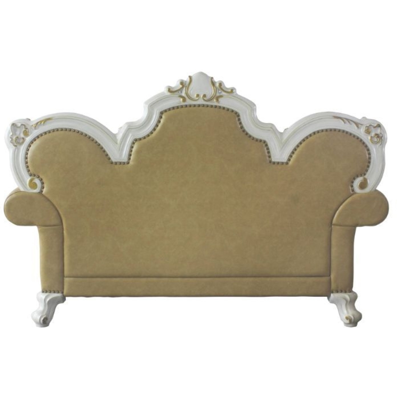 Loveseat w/3 Pillows, Antique Pearl & Butterscotch PU