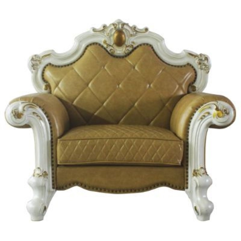 Chair w/1 Pillow, Antique Pearl & Butterscotch PU