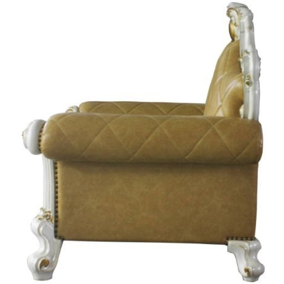 Chair w/1 Pillow, Antique Pearl & Butterscotch PU