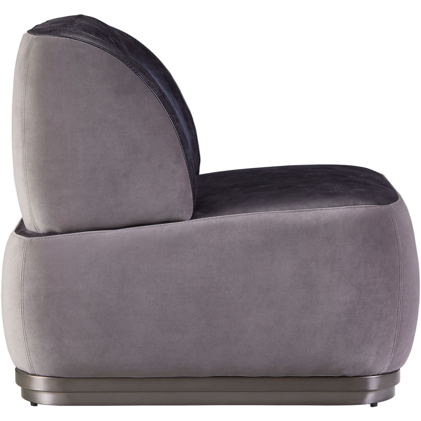 Accent Chair, Antique Slate Top Grain Leather & Gray Velvet