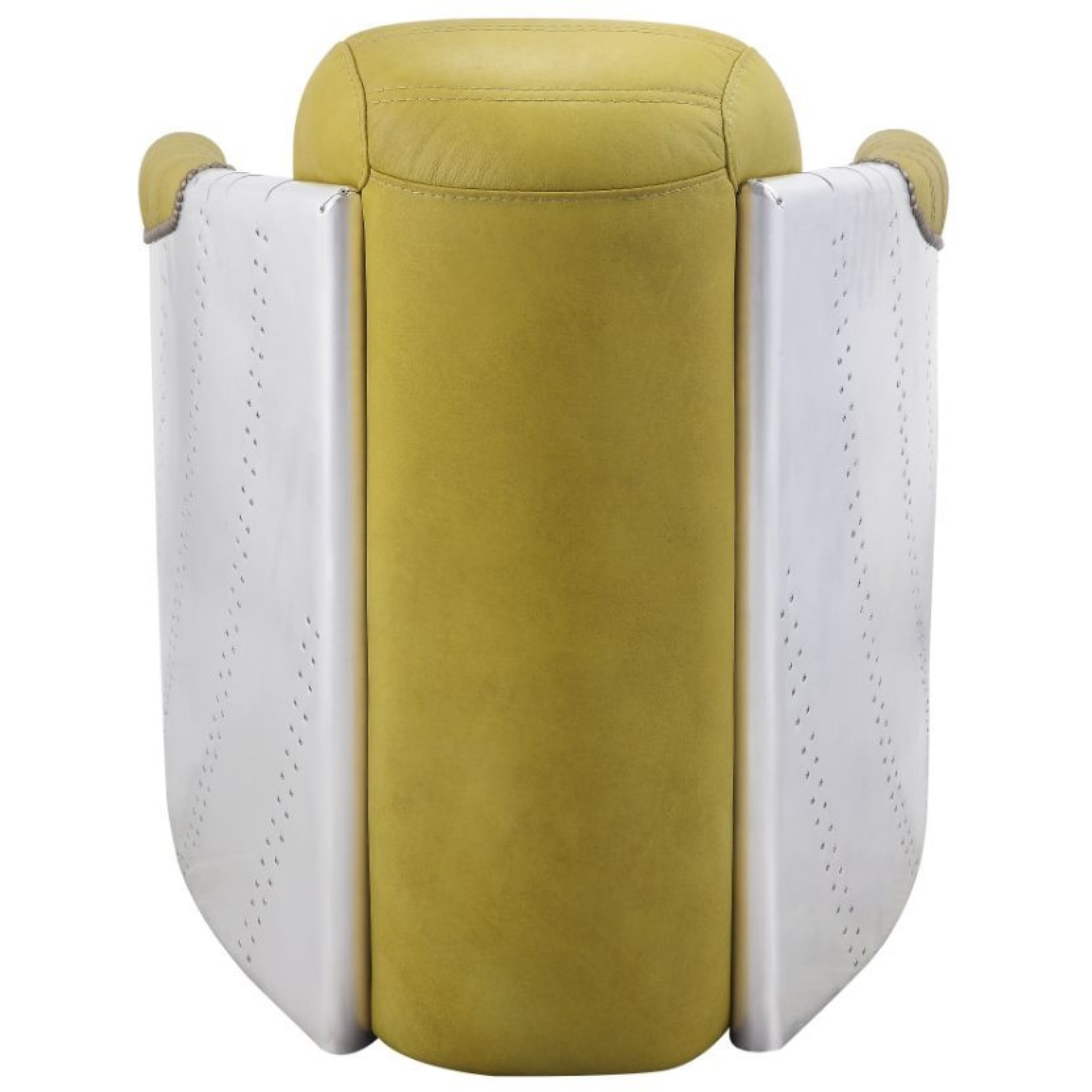 Accent Chair, Yellow Top Grain Leather & Aluminum