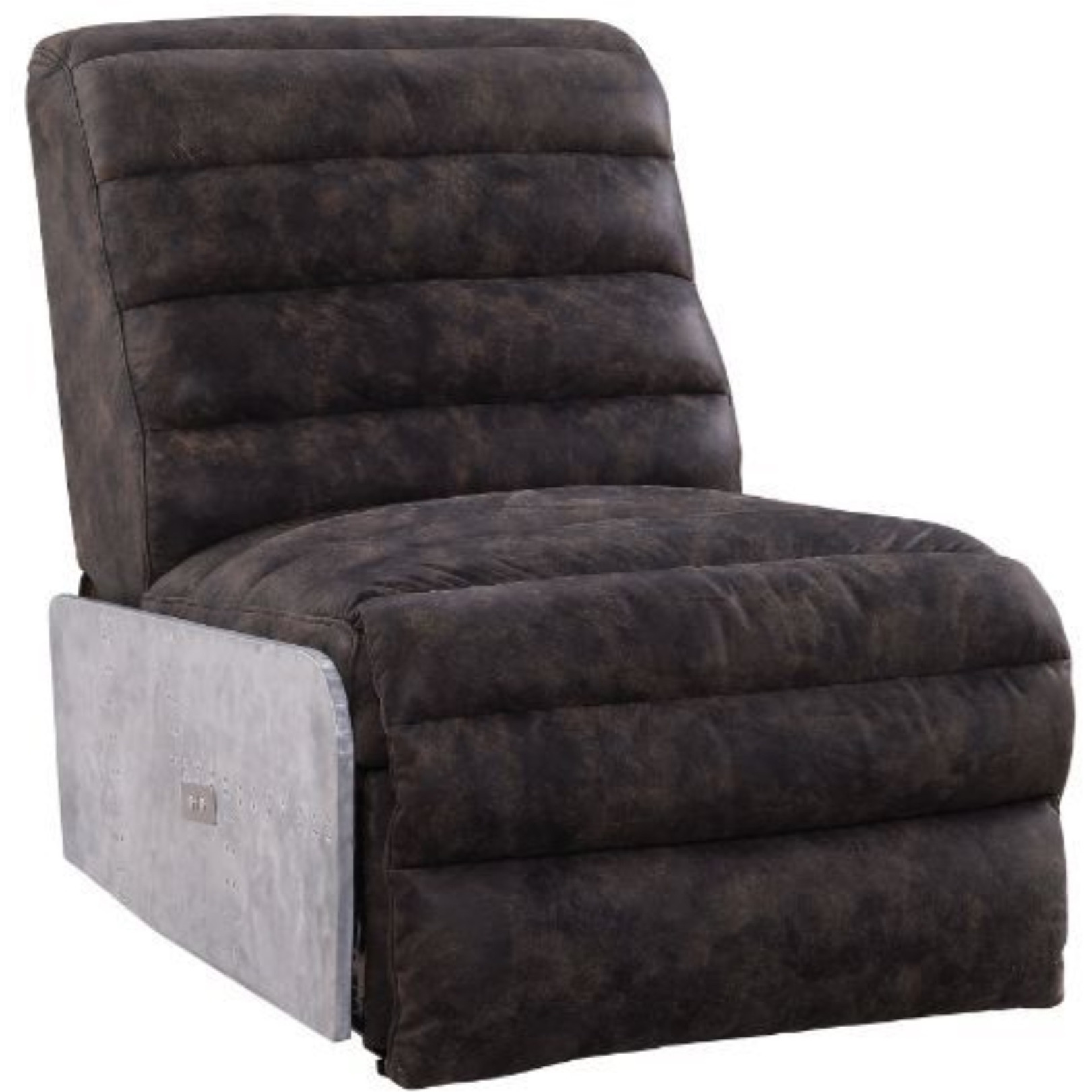 Power Motion Recliner, 2-Tone Gray Top Grain Leather & Aluminum