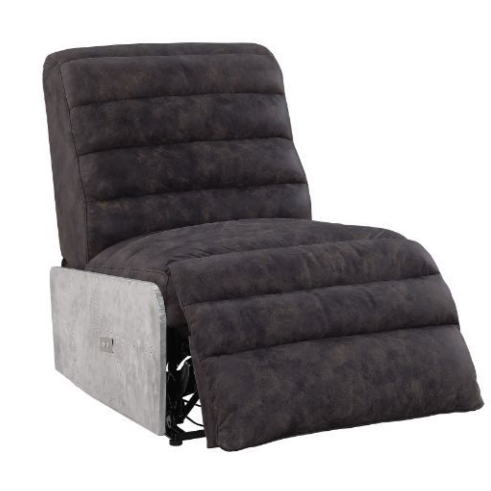 Power Motion Recliner, 2-Tone Gray Top Grain Leather & Aluminum