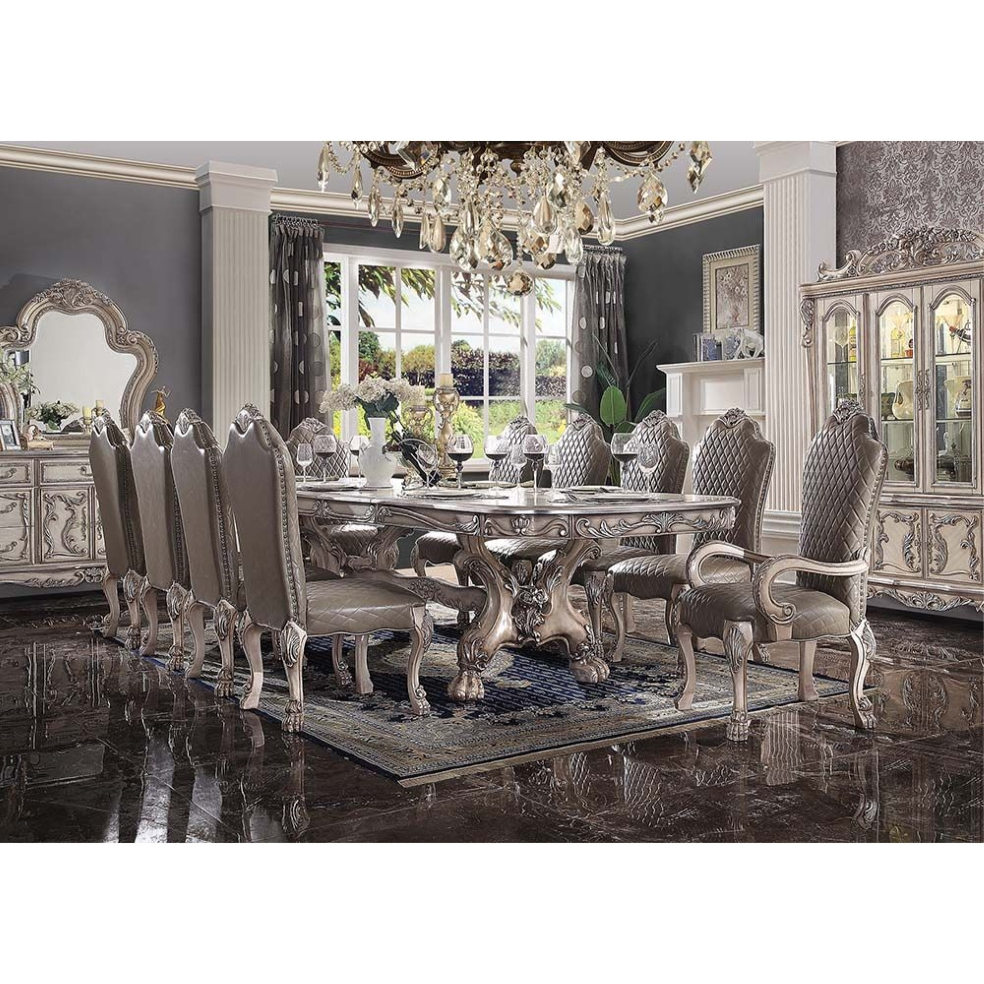 Dining Table (136&quotL), Vintage Bone White