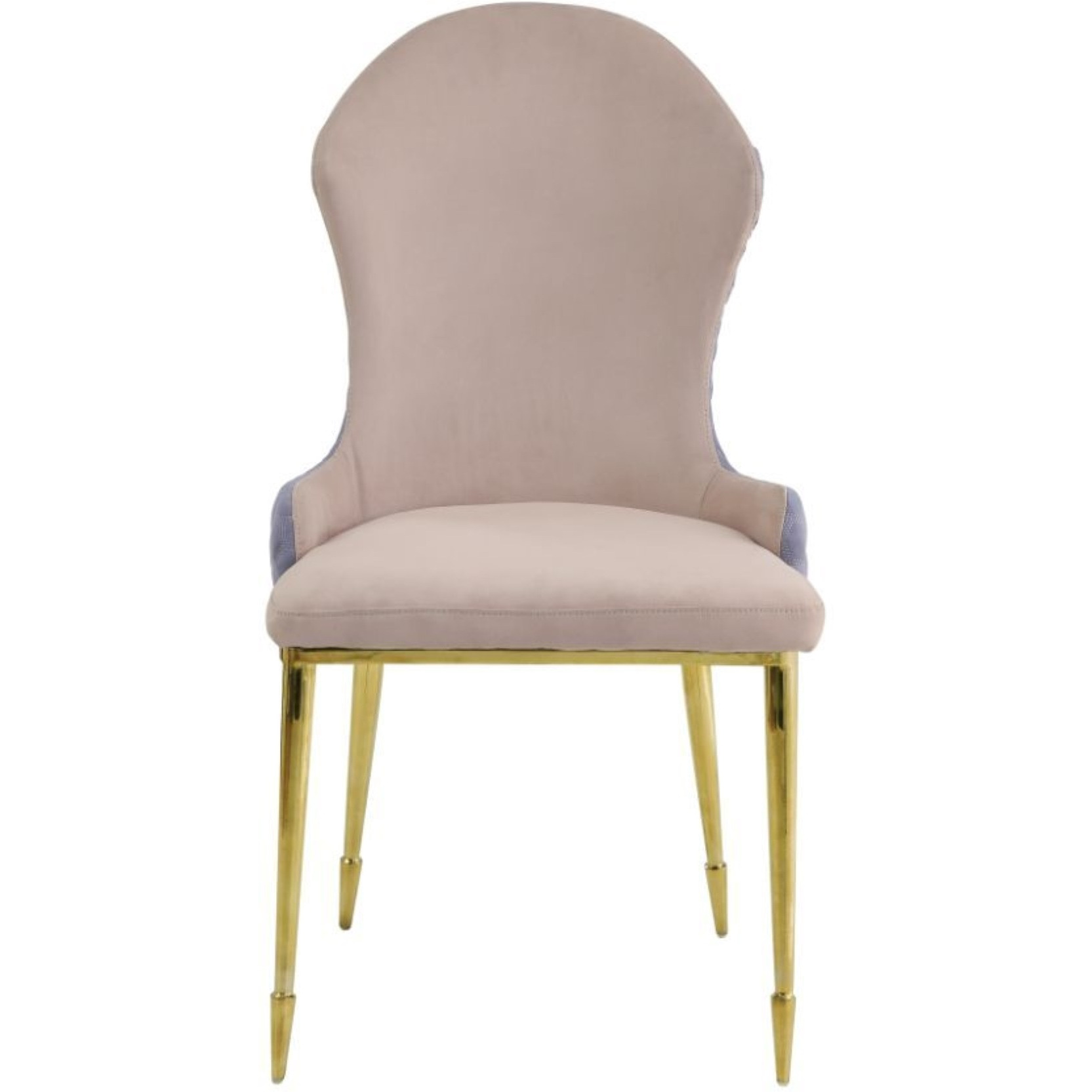 Side Chair (Set-2), Tan, Lavender Fabric & Gold