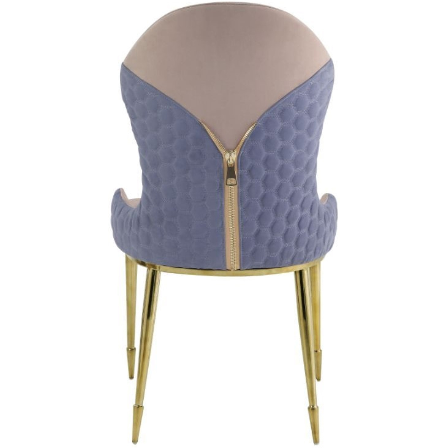 Side Chair (Set-2), Tan, Lavender Fabric & Gold