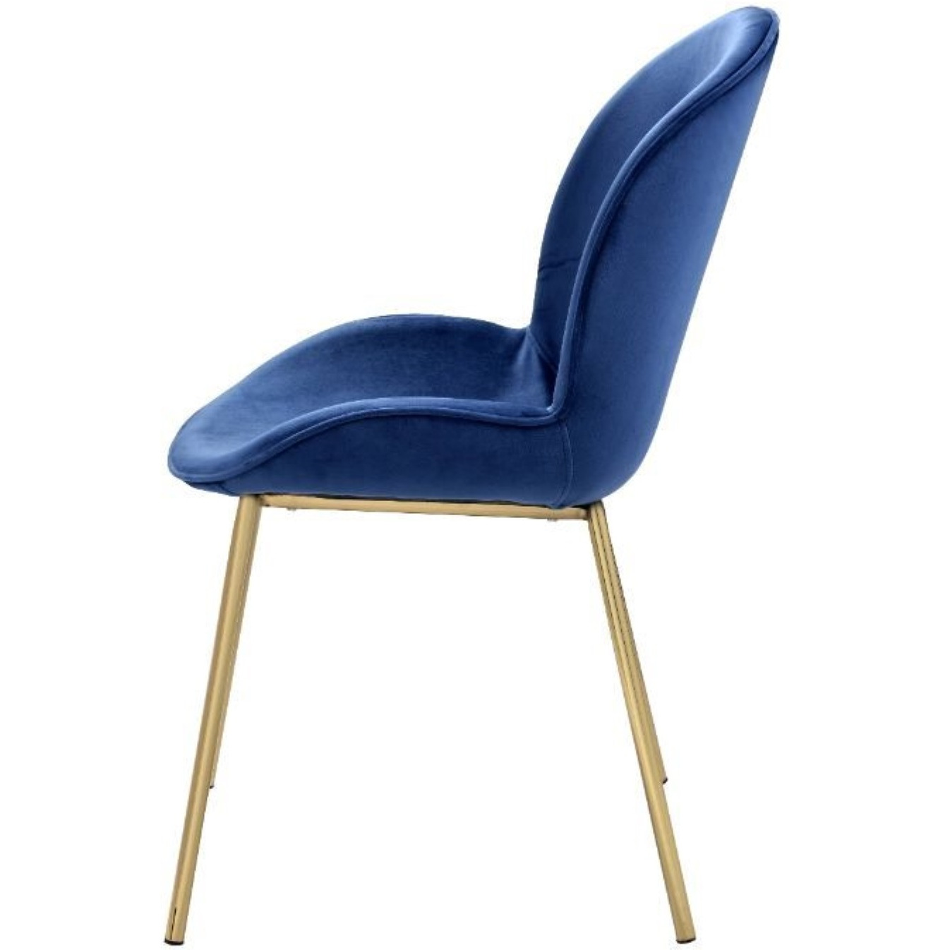 Side Chair (Set-2), Blue Velvet & Gold
