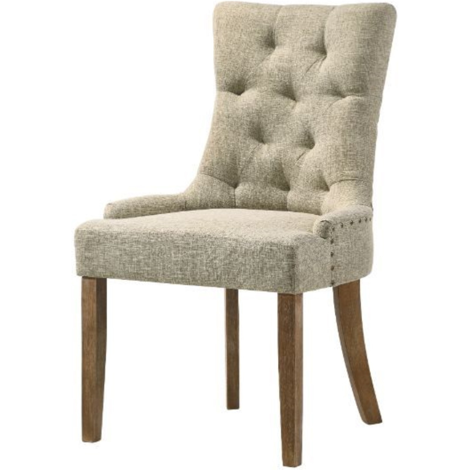 Side Chair, Beige Fabric & Salvaged Oak Finish