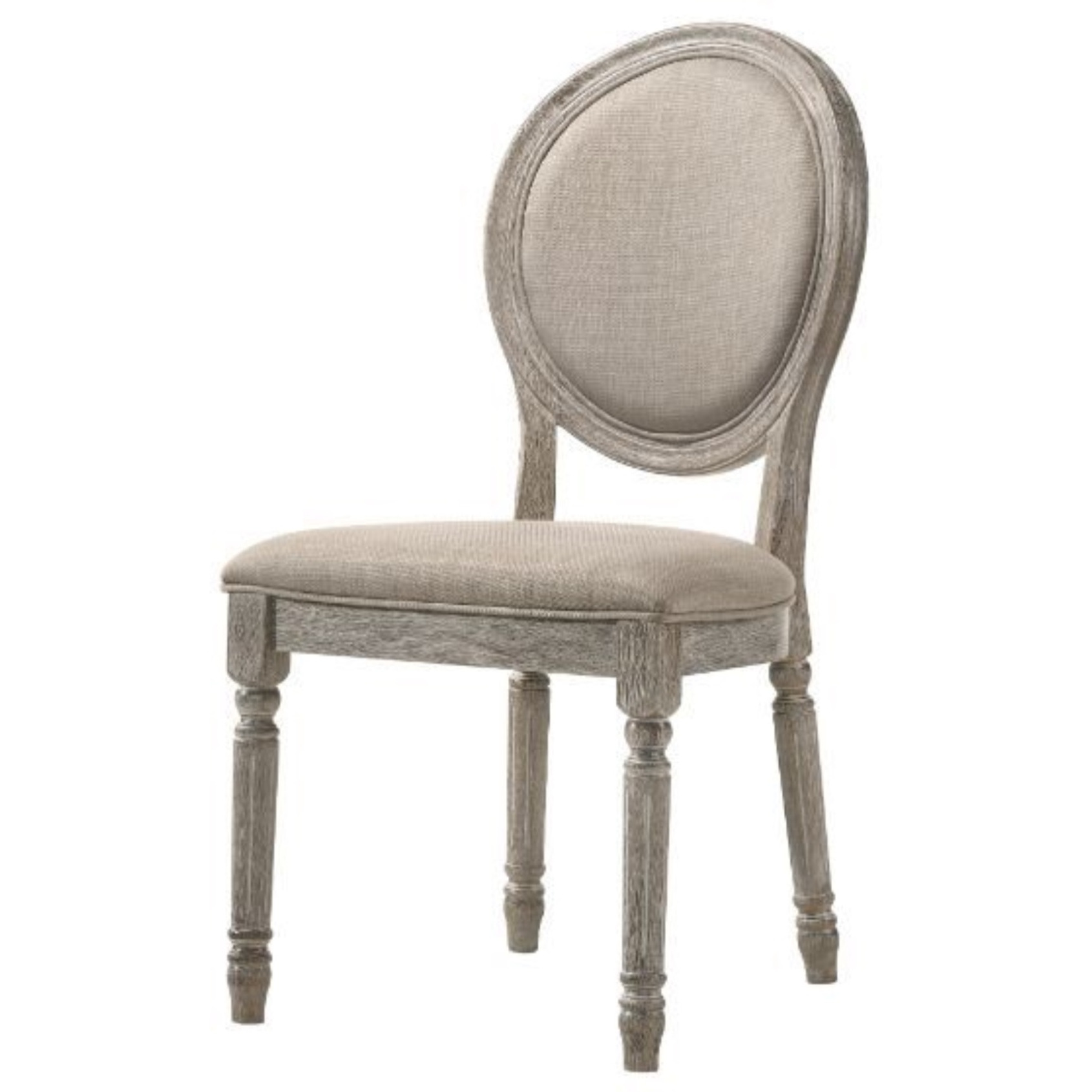 Side Chair, Tan Fabric & Salvaged Light Oak Finish