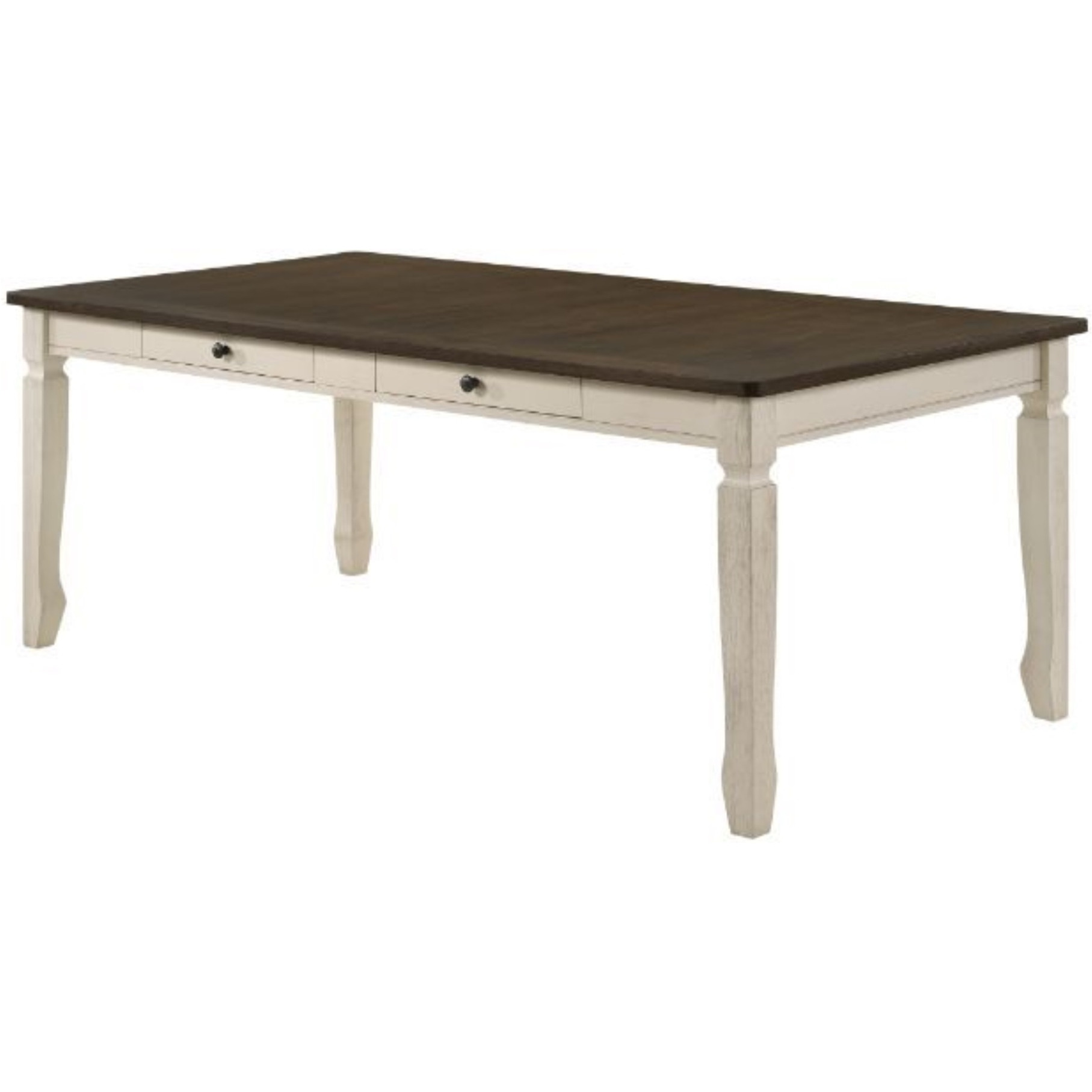 Dining Table, Weathered Oak & Cream Finish