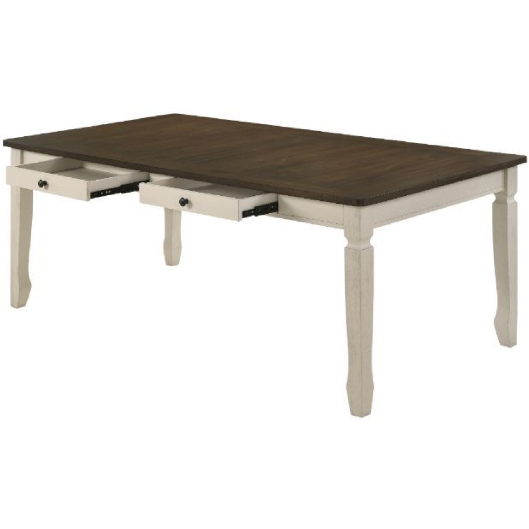 Dining Table, Weathered Oak & Cream Finish