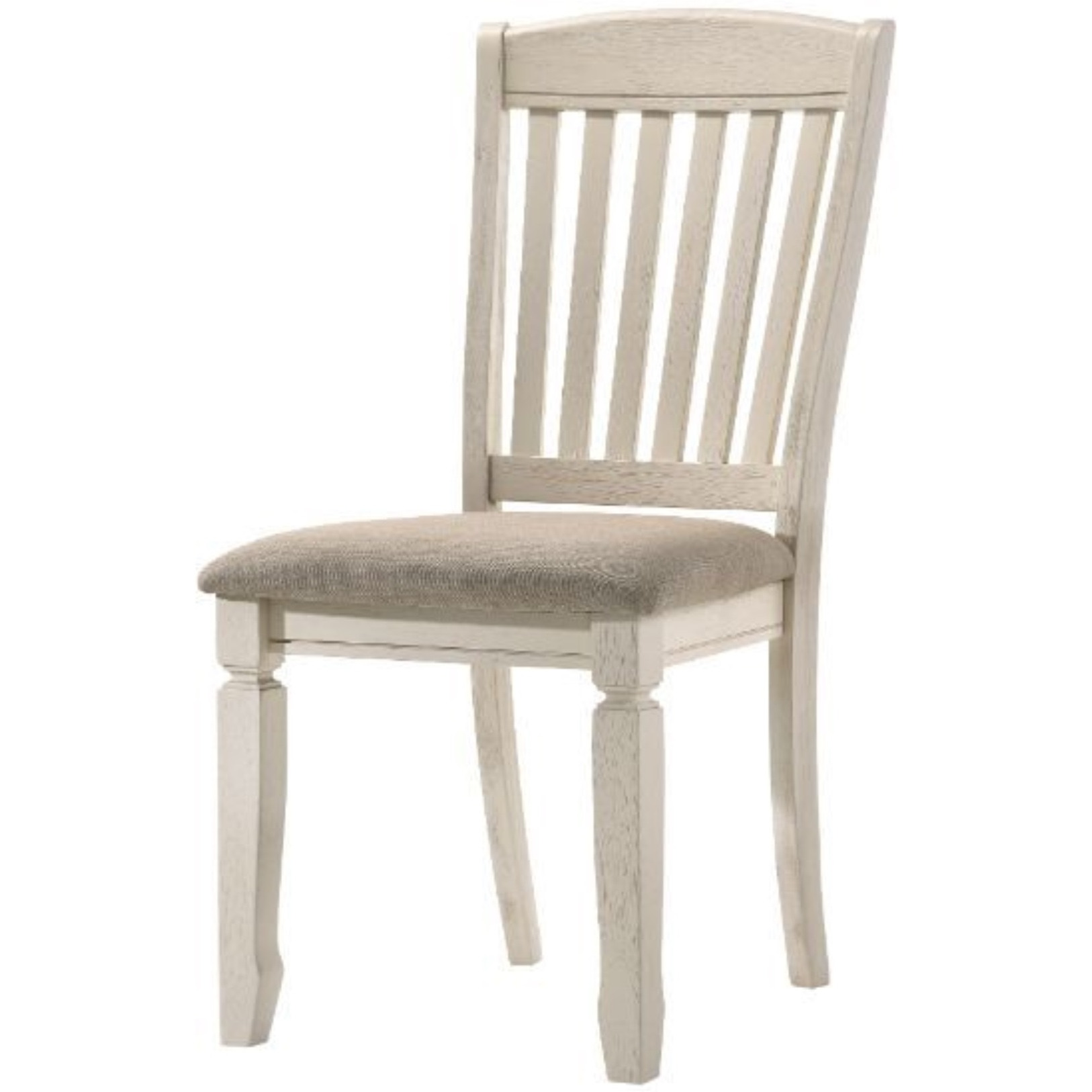 Side Chair, Tan Fabric & Cream Finish