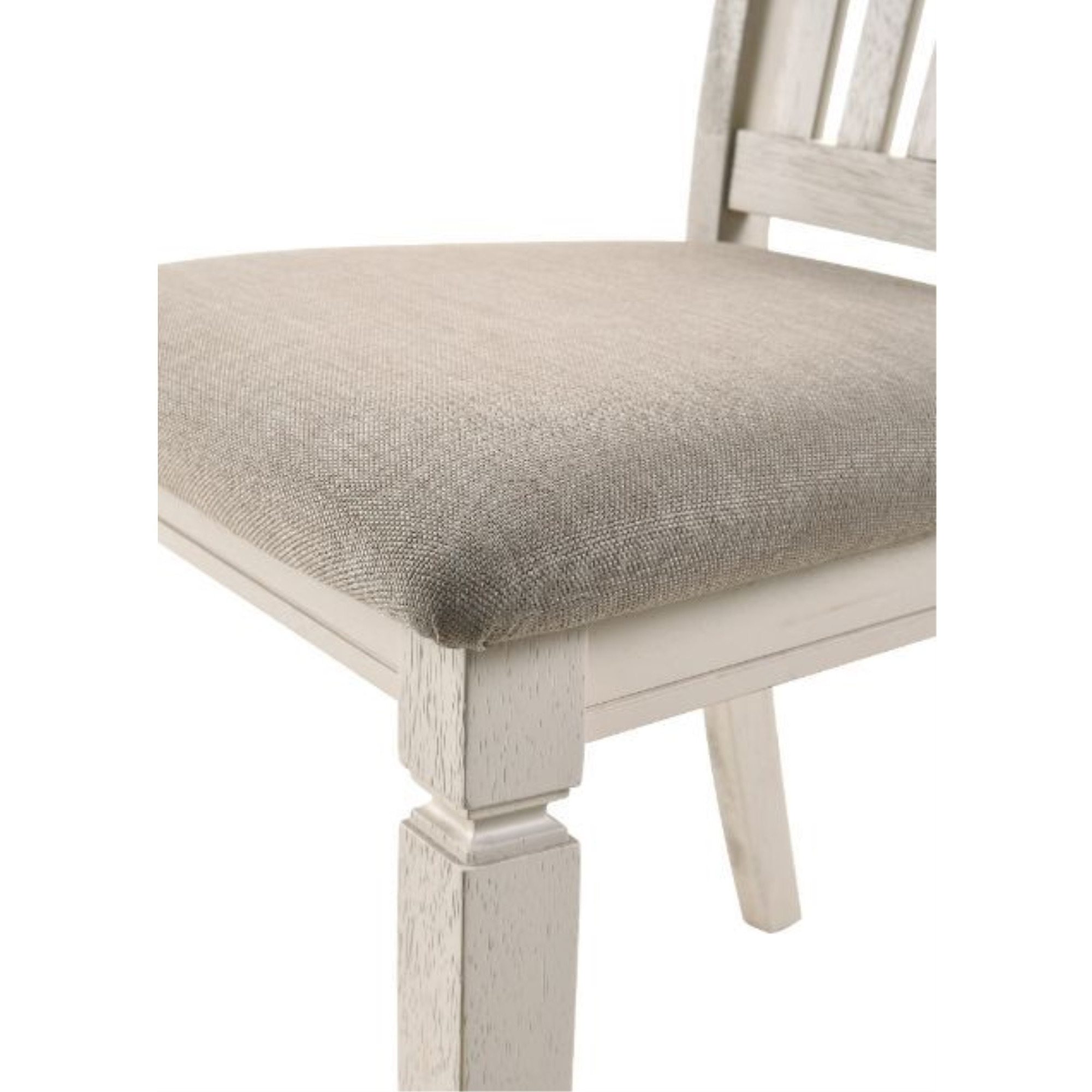 Side Chair, Tan Fabric & Cream Finish