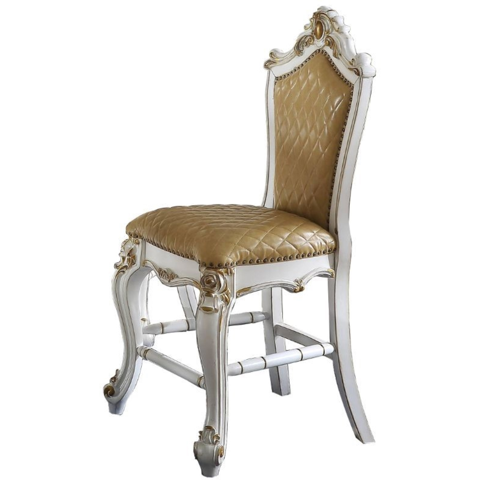 Counter Height Chair (Set-2), Antique Pearl & Butterscotch PU