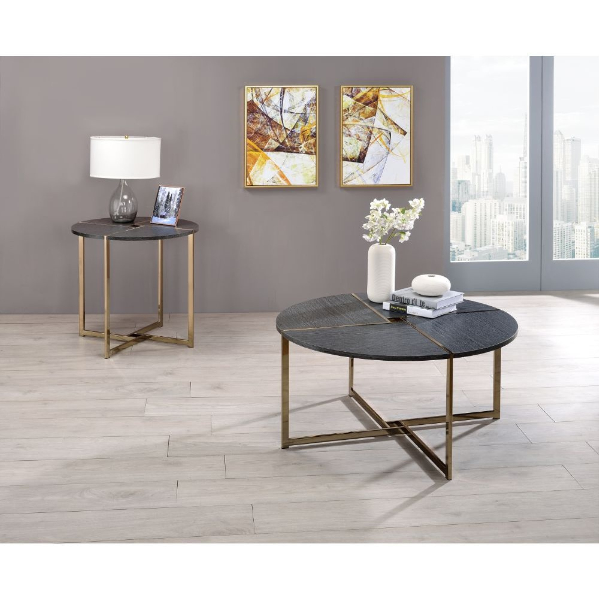 Coffee Table, Black & Champagne
