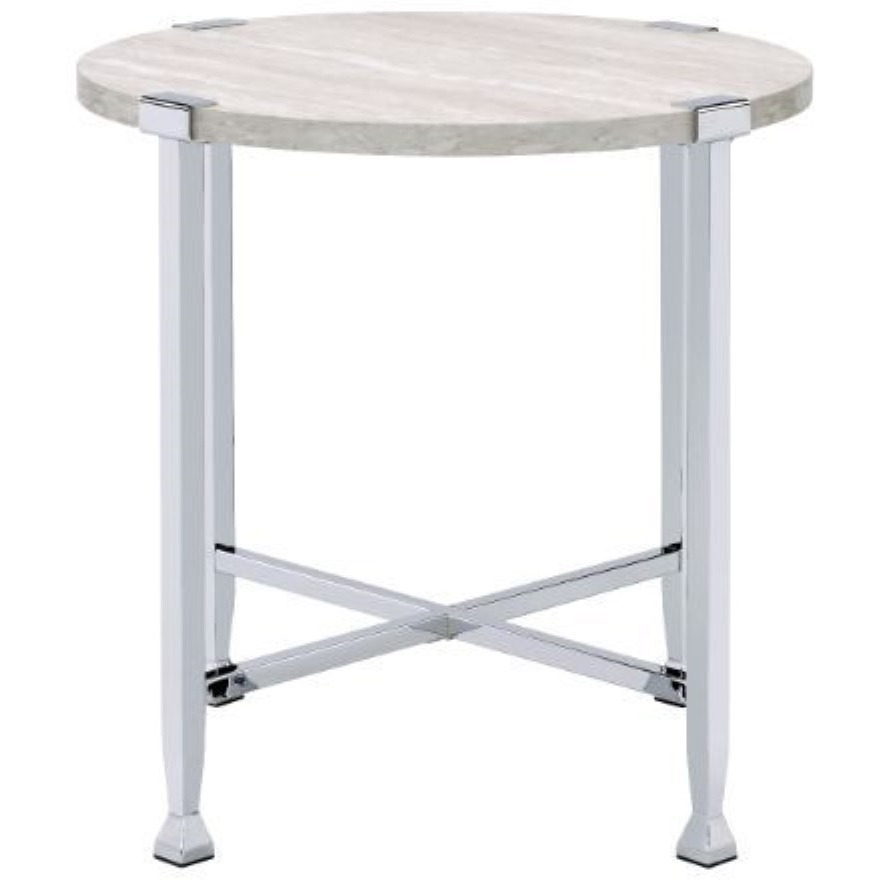 End Table, White Oak & Chrome