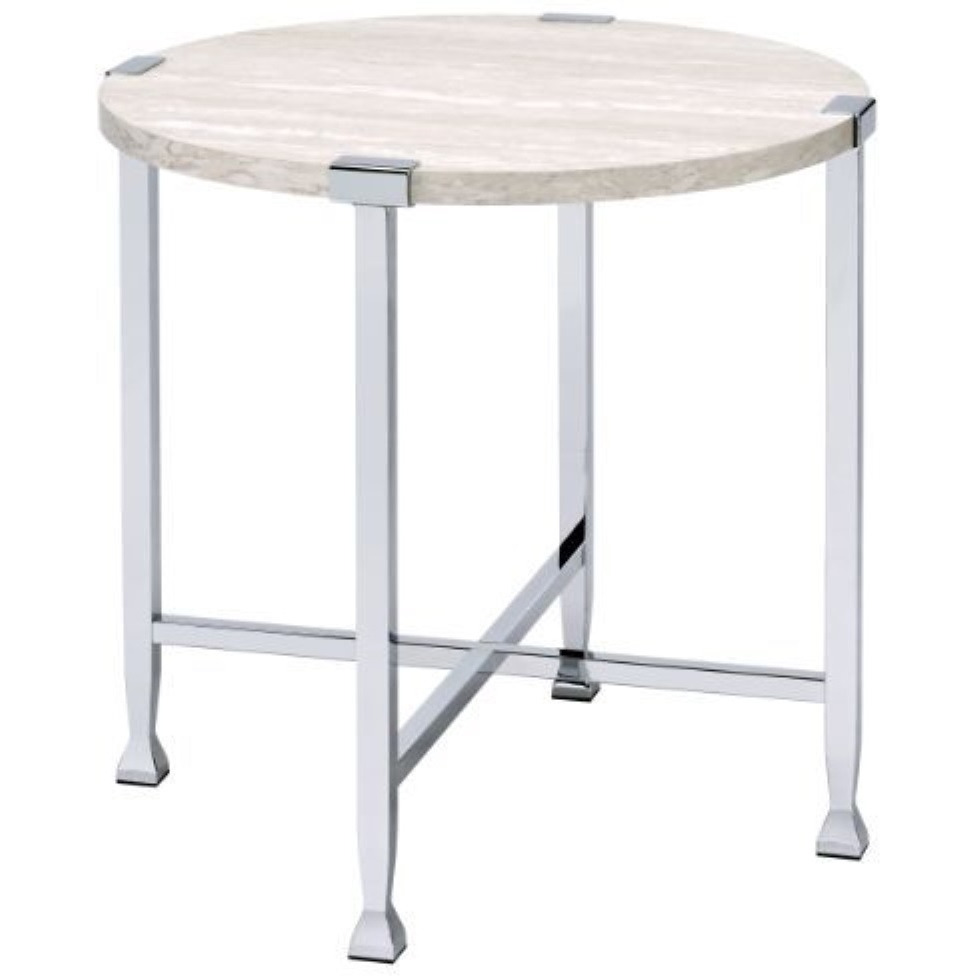 End Table, White Oak & Chrome