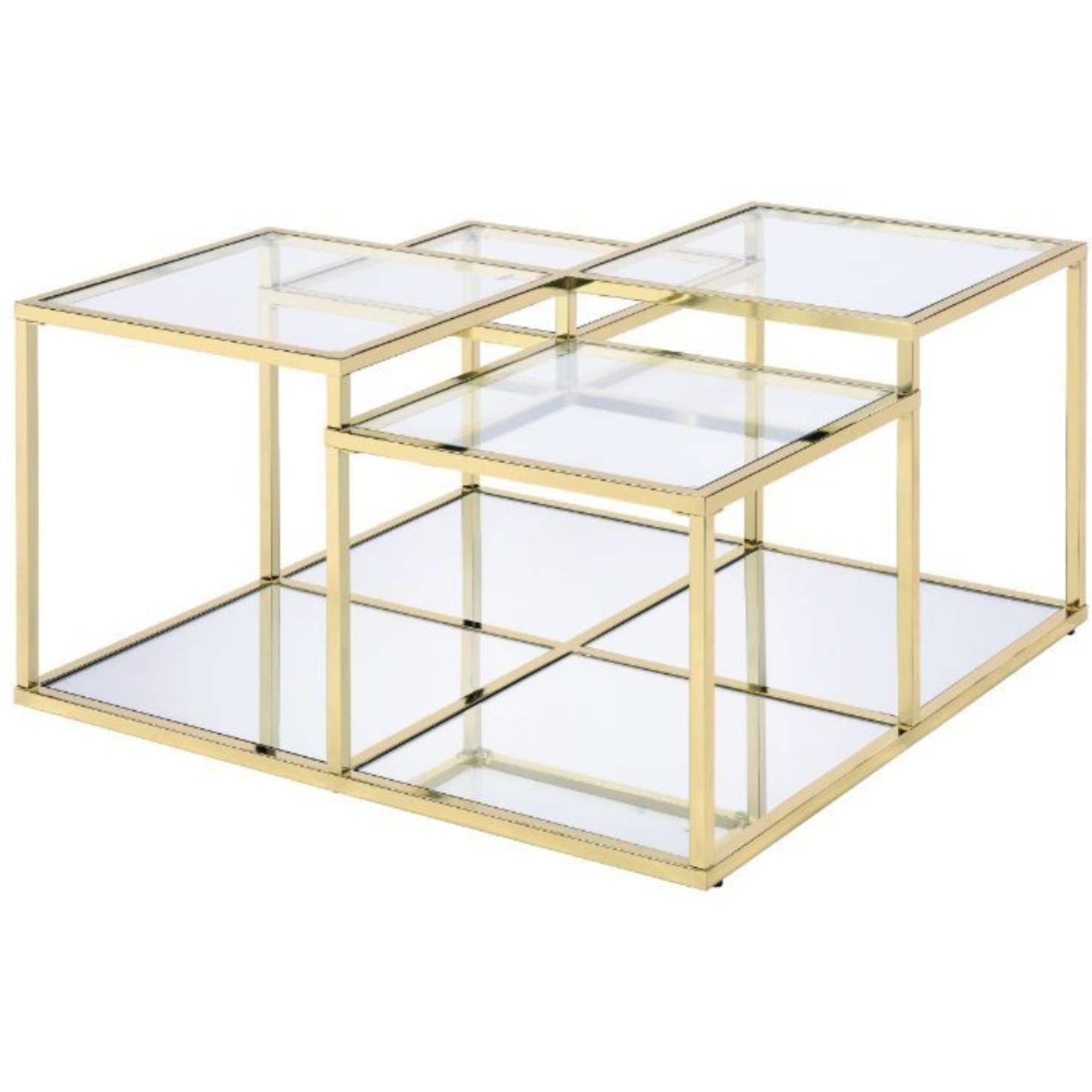 Coffee Table, Clear Glass & Gold Finish
