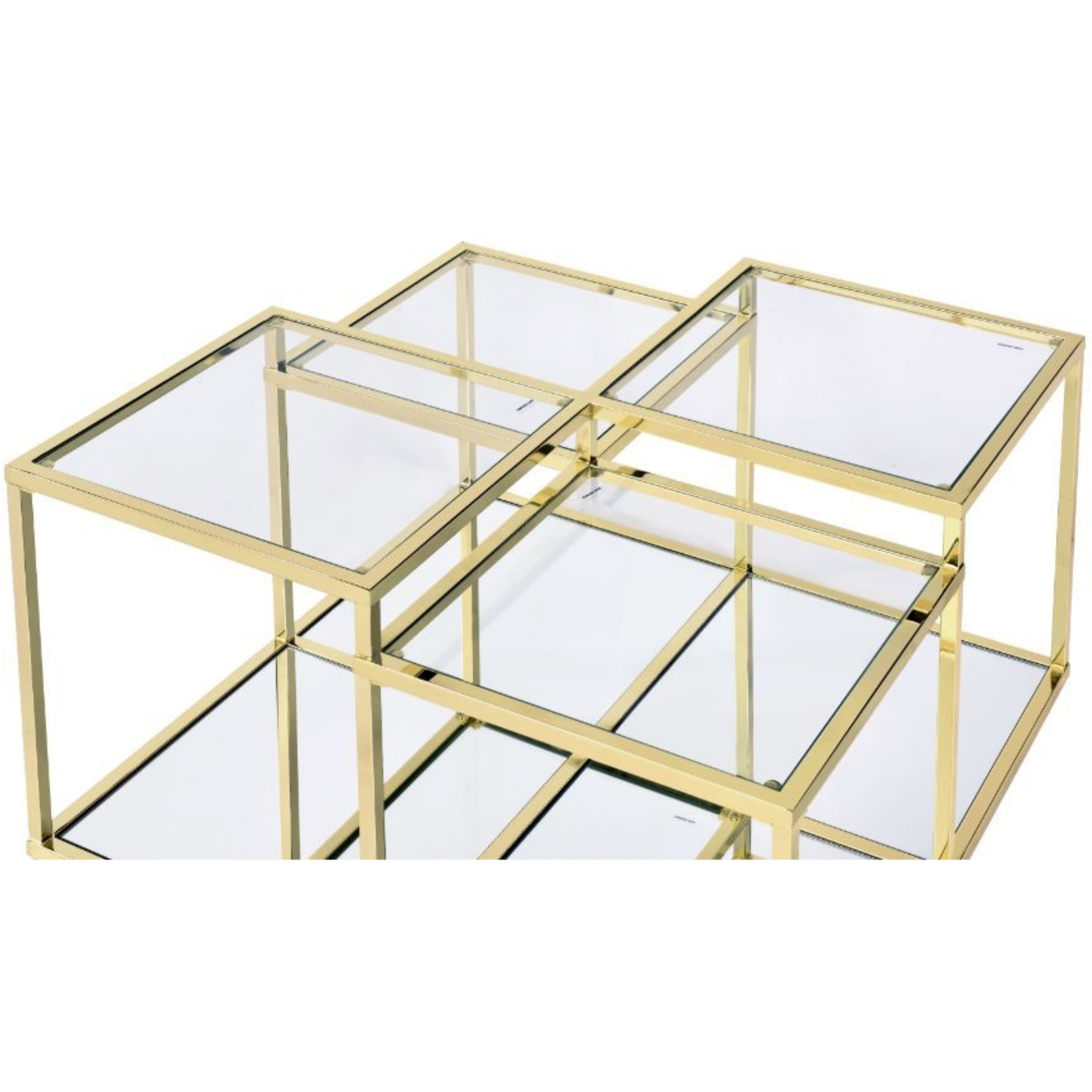 Coffee Table, Clear Glass & Gold Finish