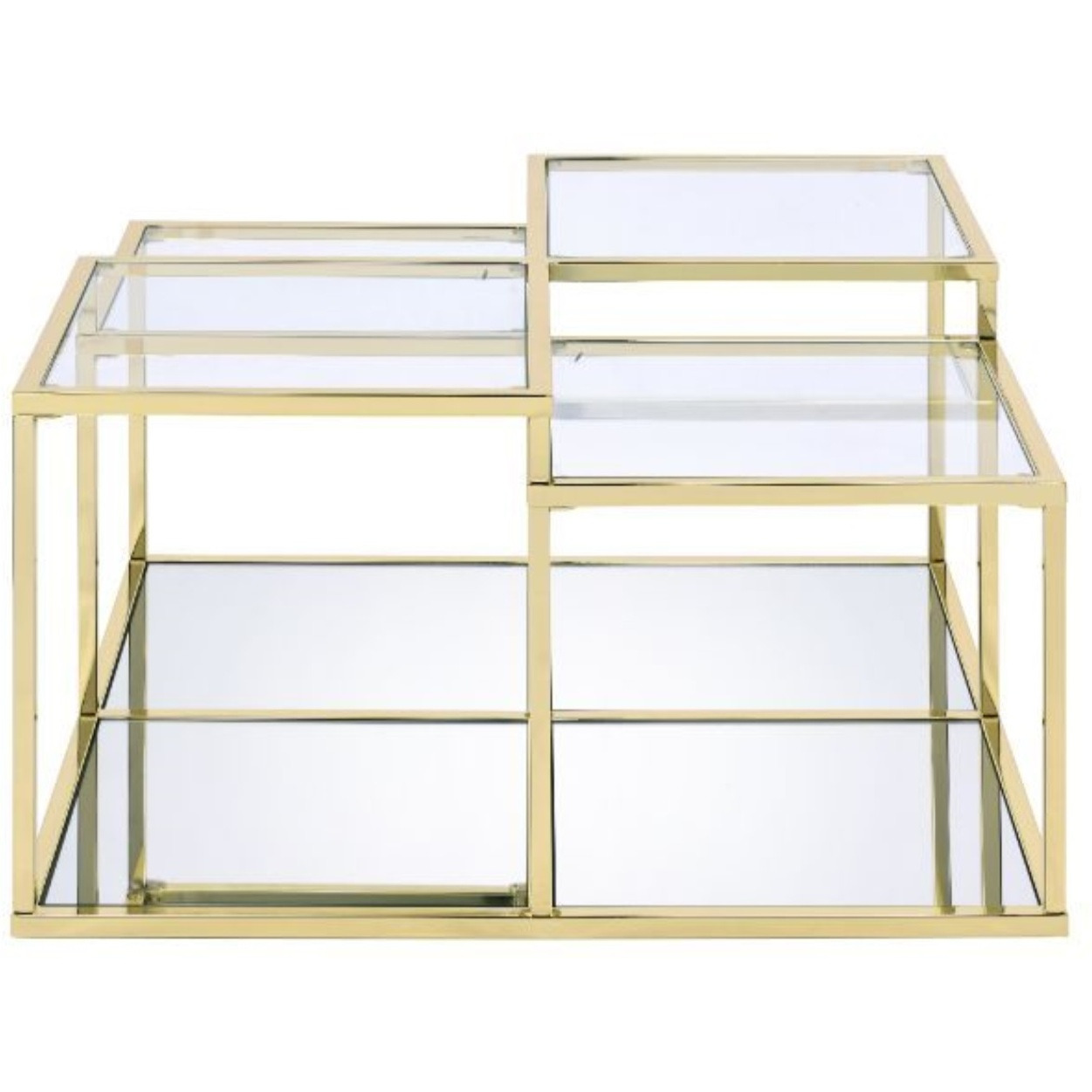 Coffee Table, Clear Glass & Gold Finish