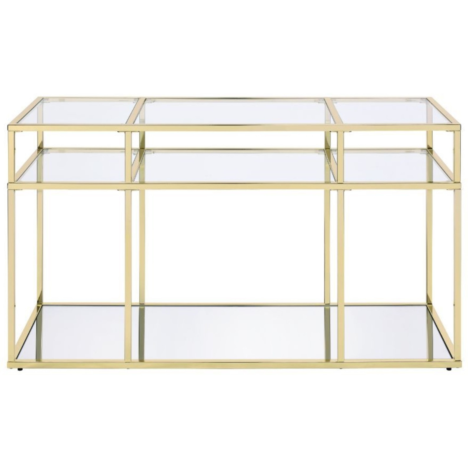 Sofa Table, Clear Glass & Gold Finish