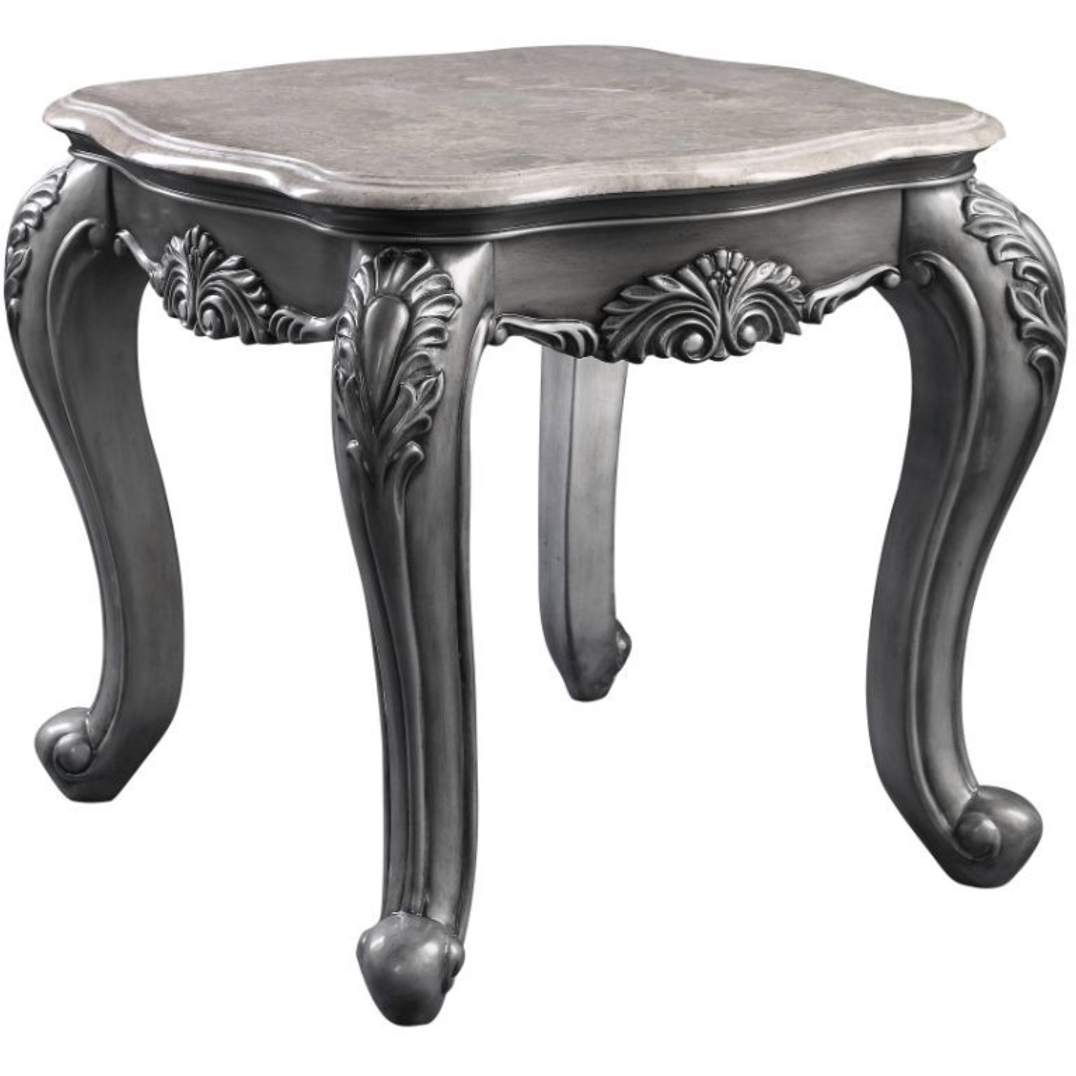 End Table, Marble & Platinum