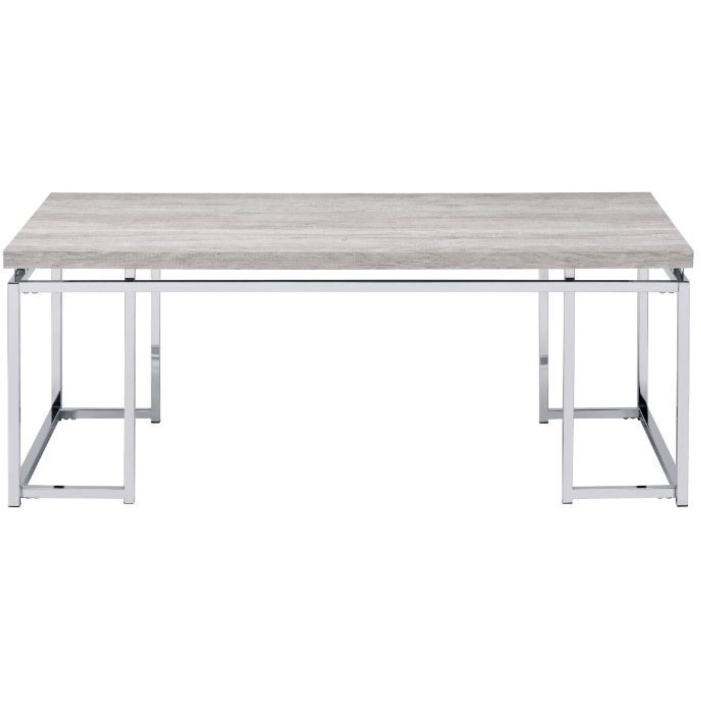 Coffee Table, Natural Oak & Chrome