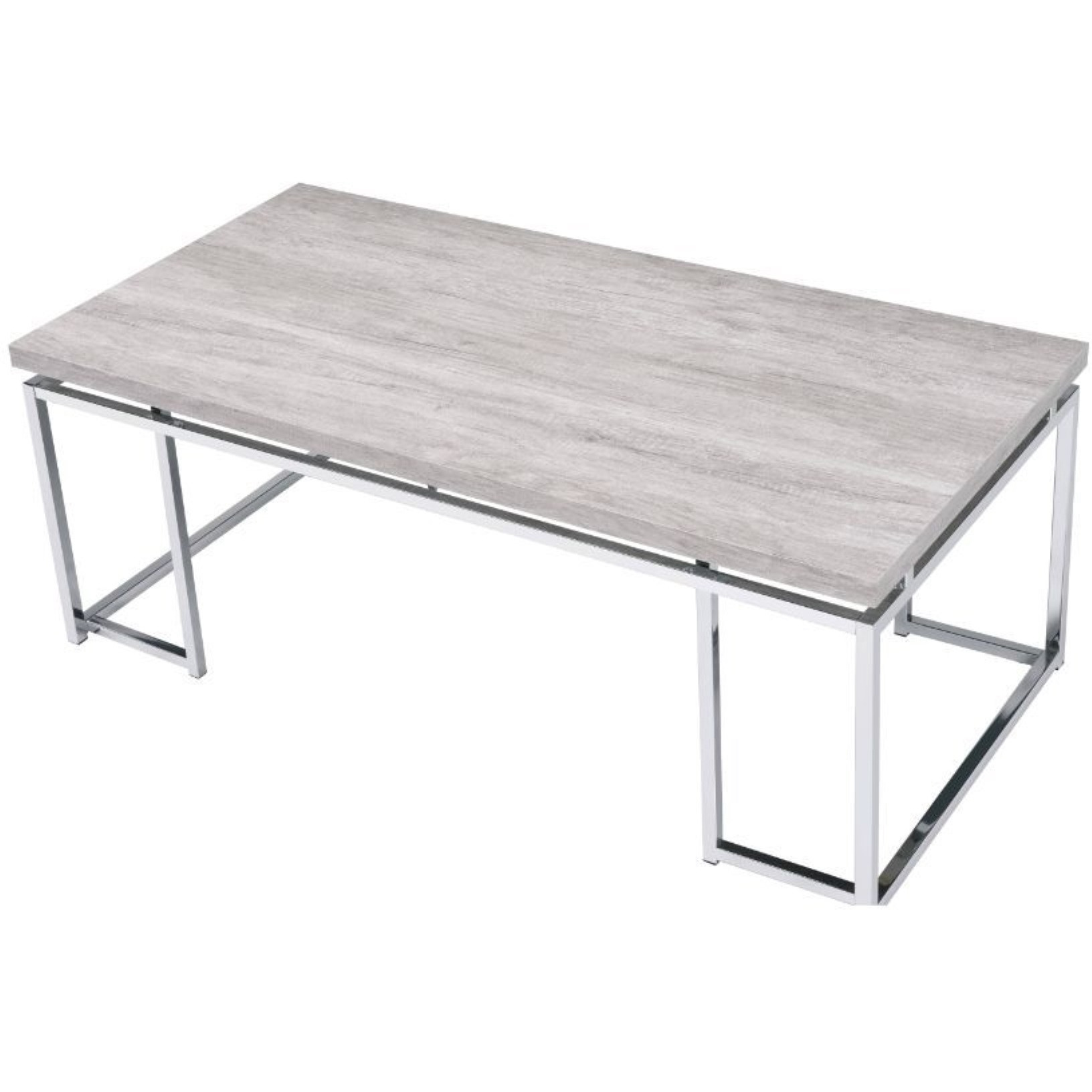Coffee Table, Natural Oak & Chrome