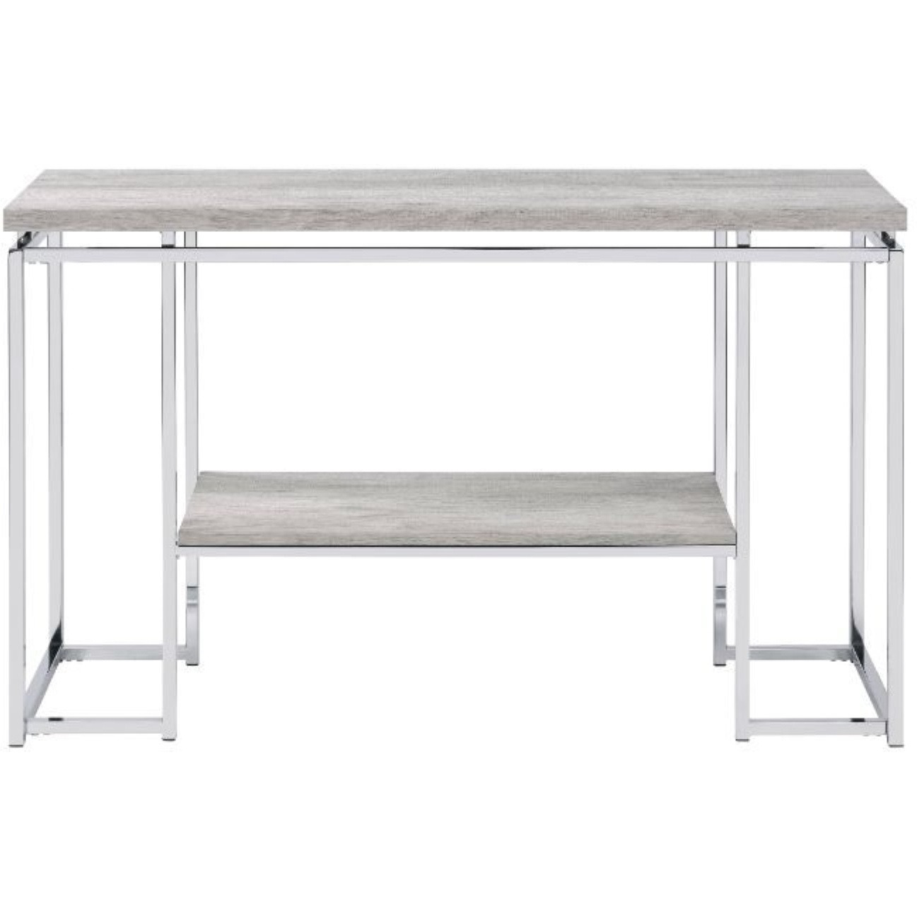 Sofa Table, Natural Oak & Chrome