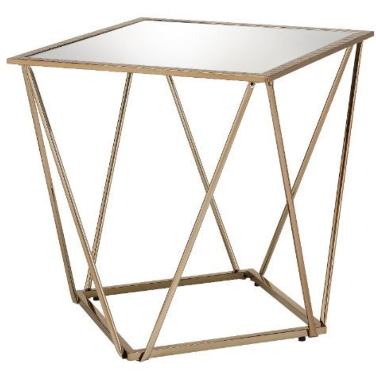 End Table, Mirrored & Champagne Gold  Finish