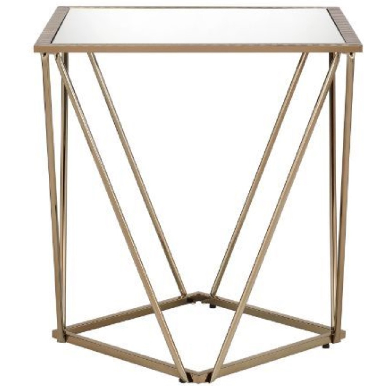 End Table, Mirrored & Champagne Gold  Finish