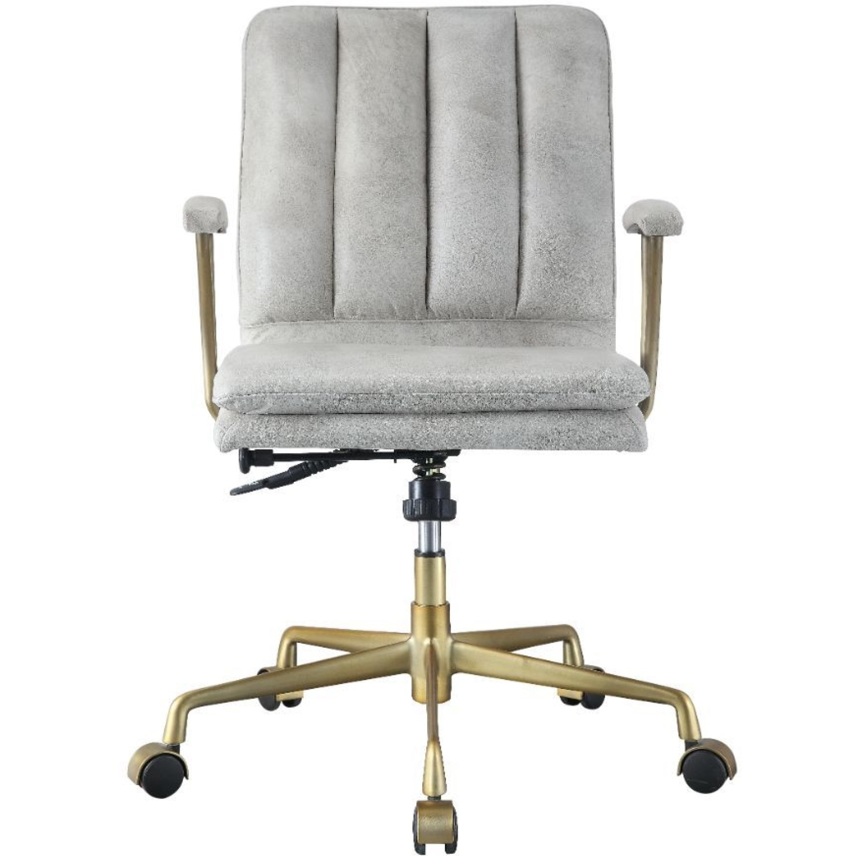 Office Chair, Vintage White Top Grain Leather & Chrome