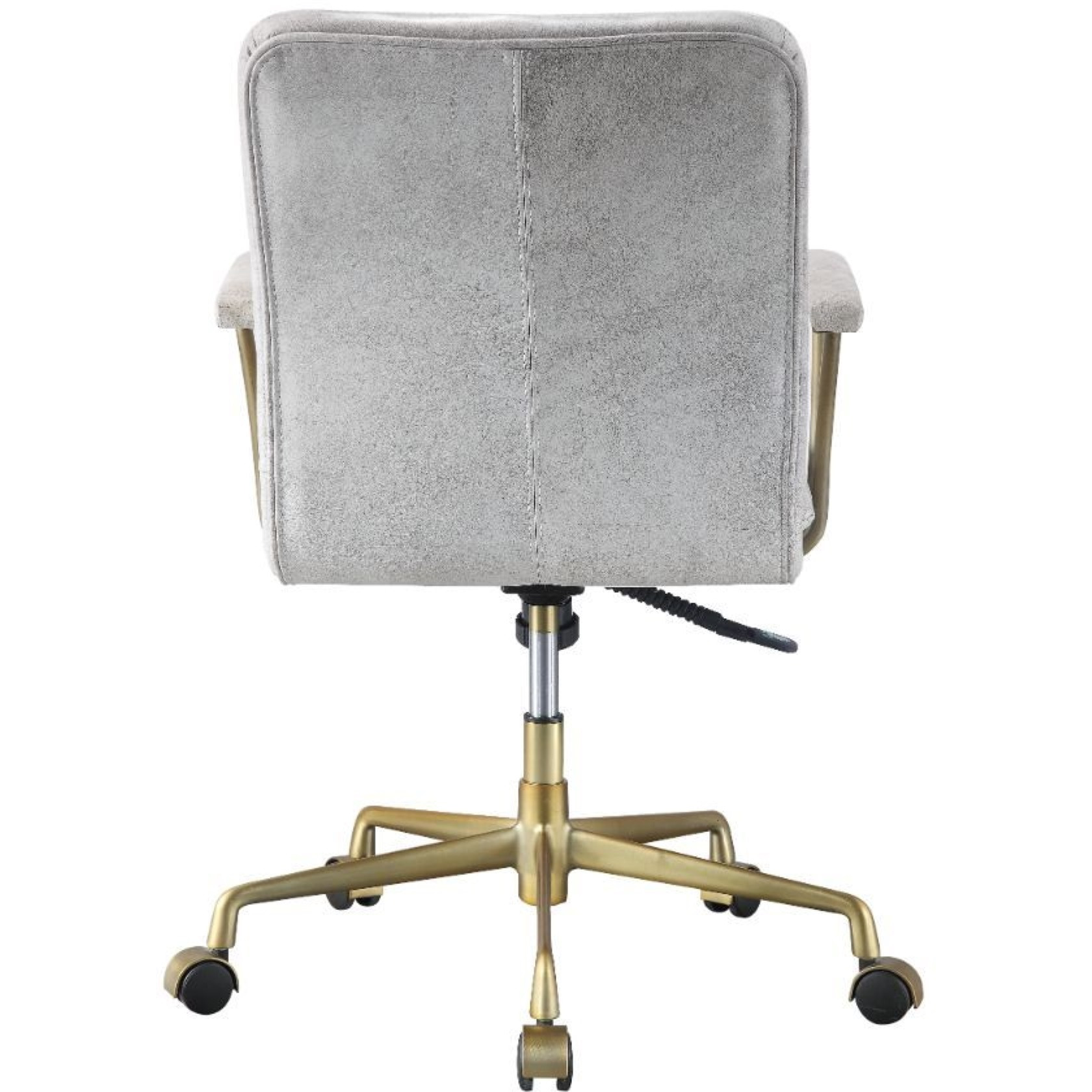 Office Chair, Vintage White Top Grain Leather & Chrome