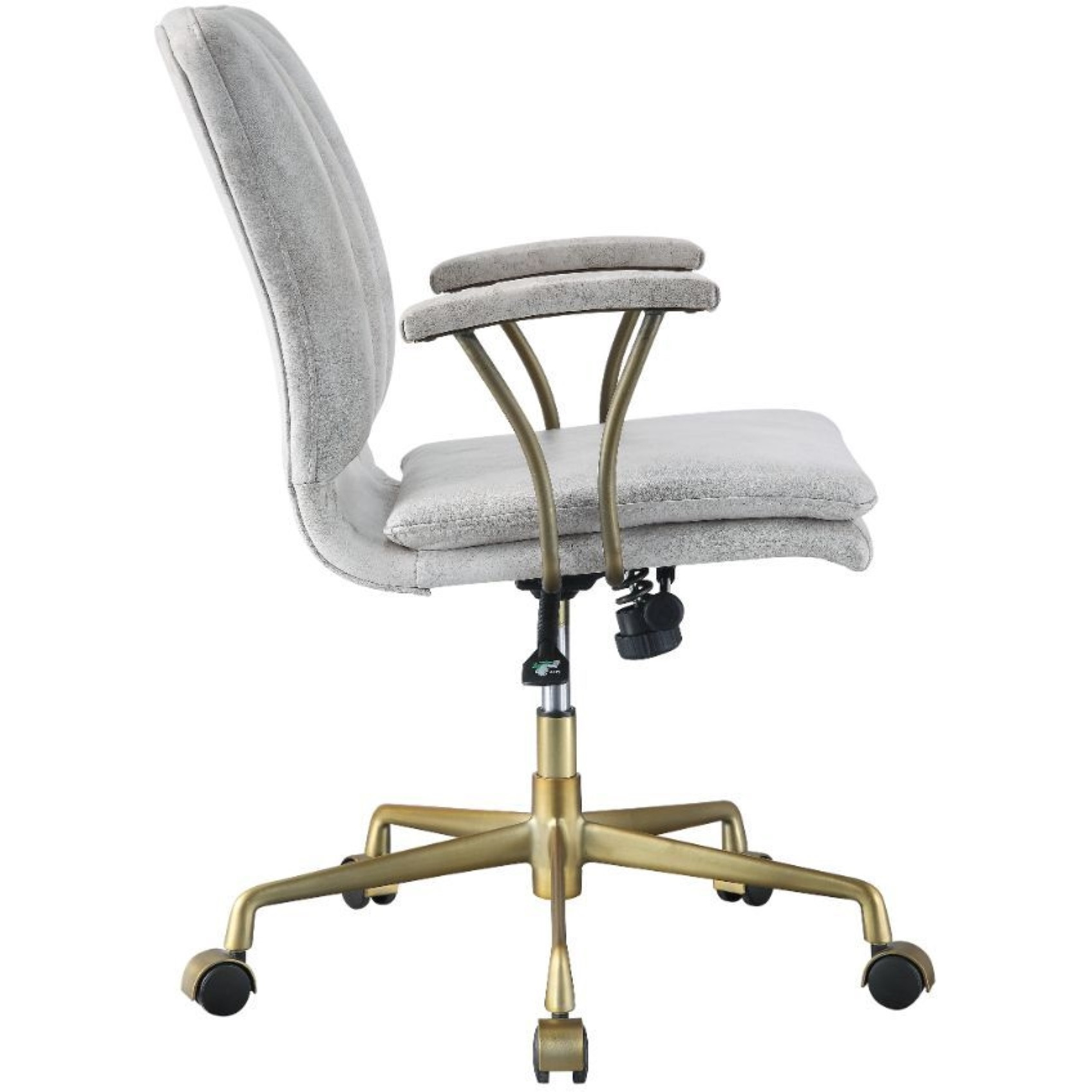 Office Chair, Vintage White Top Grain Leather & Chrome