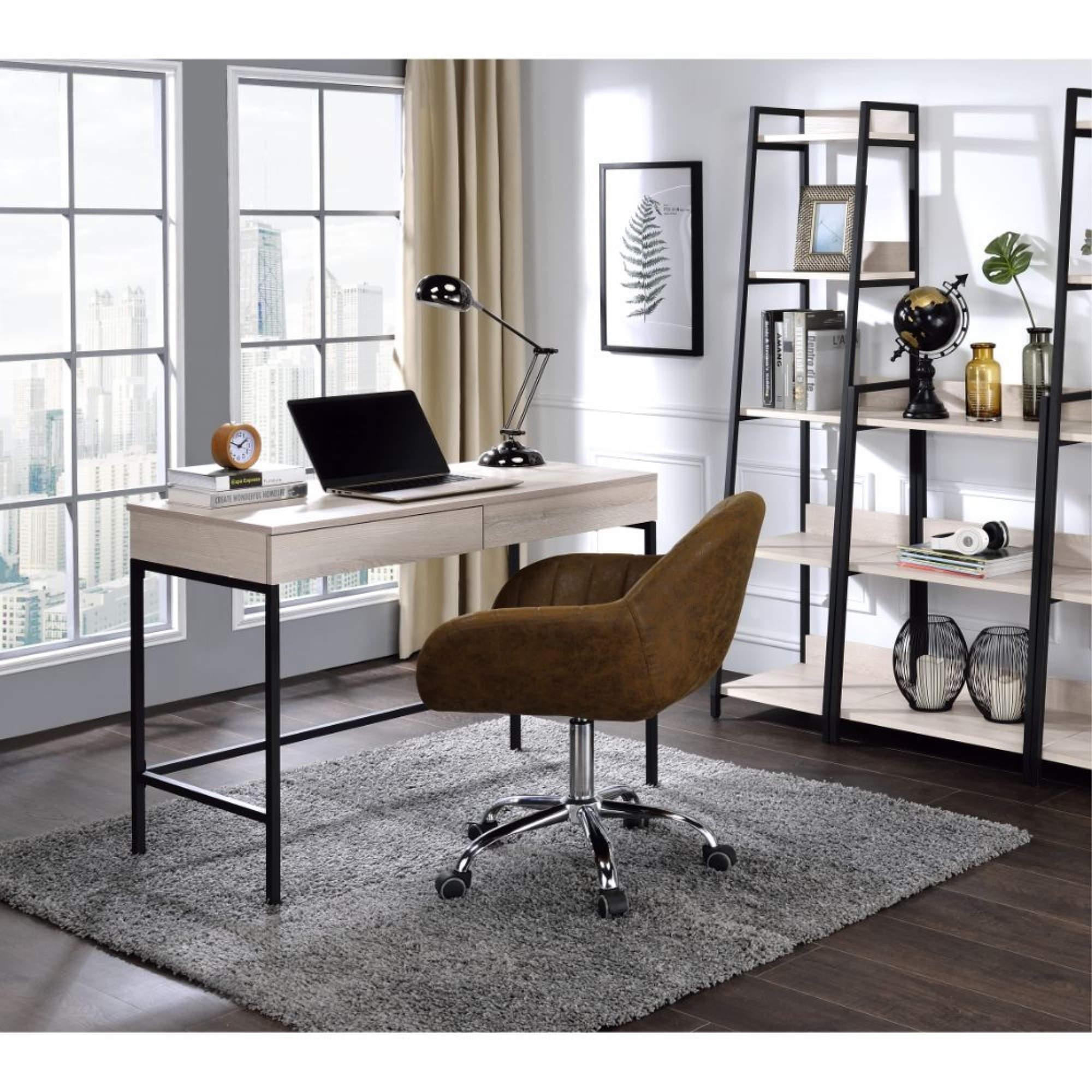 Desk, Natural & Black