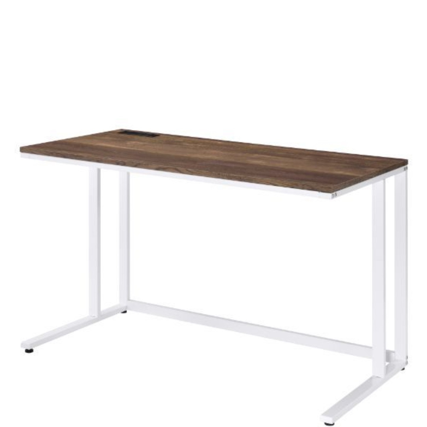 Built-in USB Port Writing Desk, Walnut & White Finish
