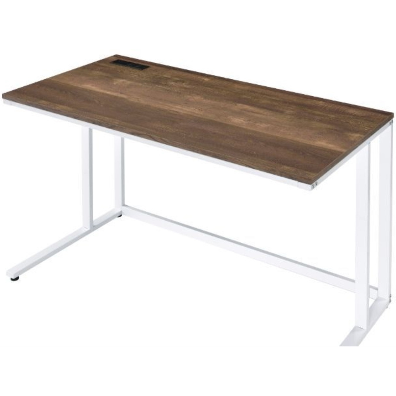 Built-in USB Port Writing Desk, Walnut & White Finish