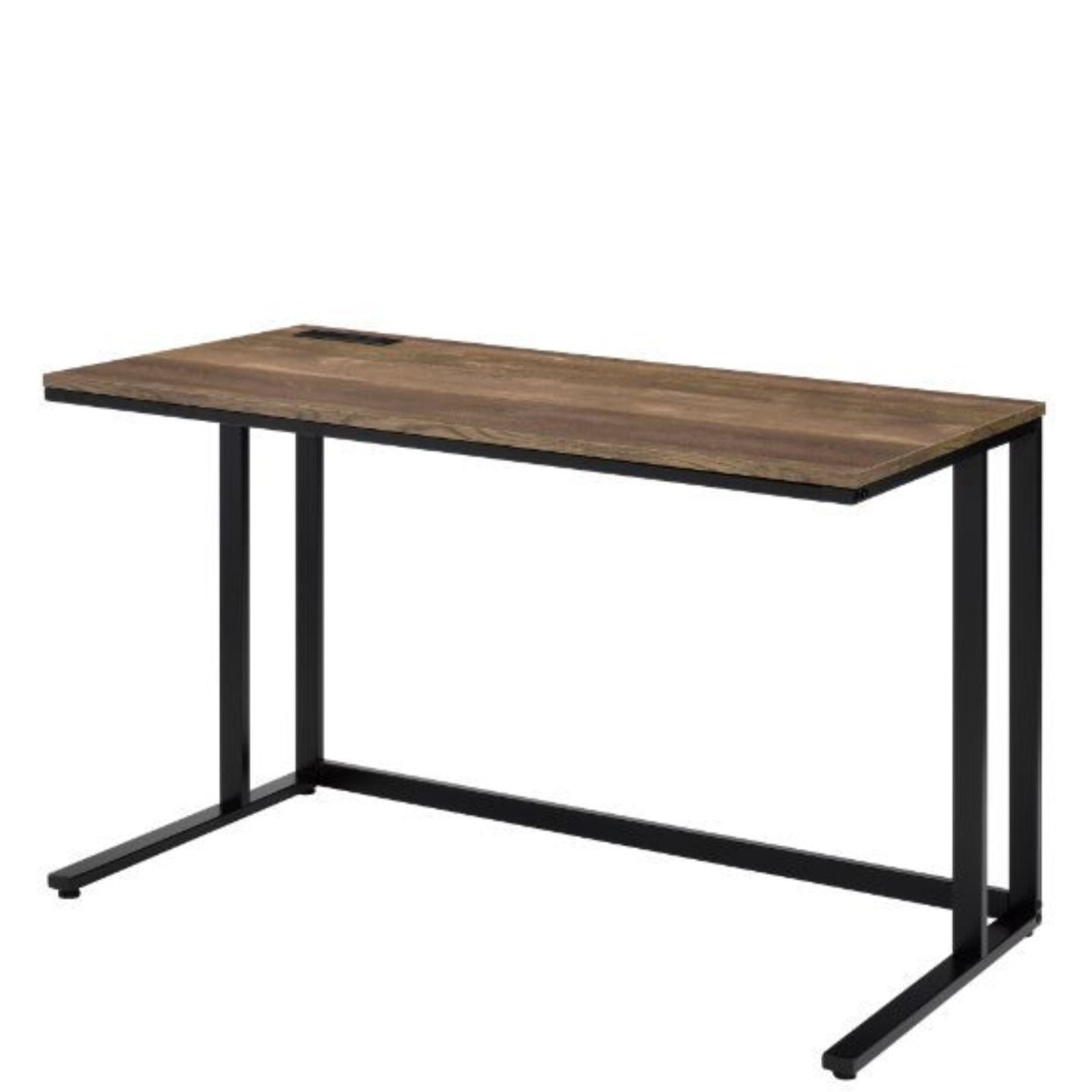 Built-in USB Port Writing Desk, Walnut & Black Finish