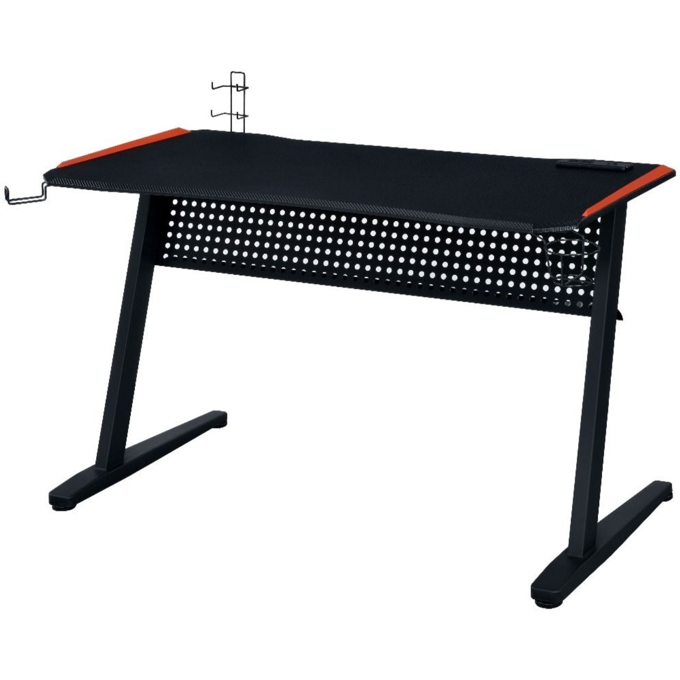 Gaming Table w/USB Port, Black & Red Finish
